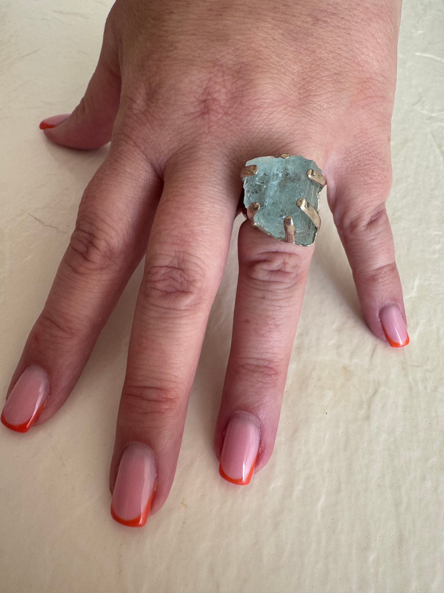 Sterling Silver and Rough Aquamarine Ring