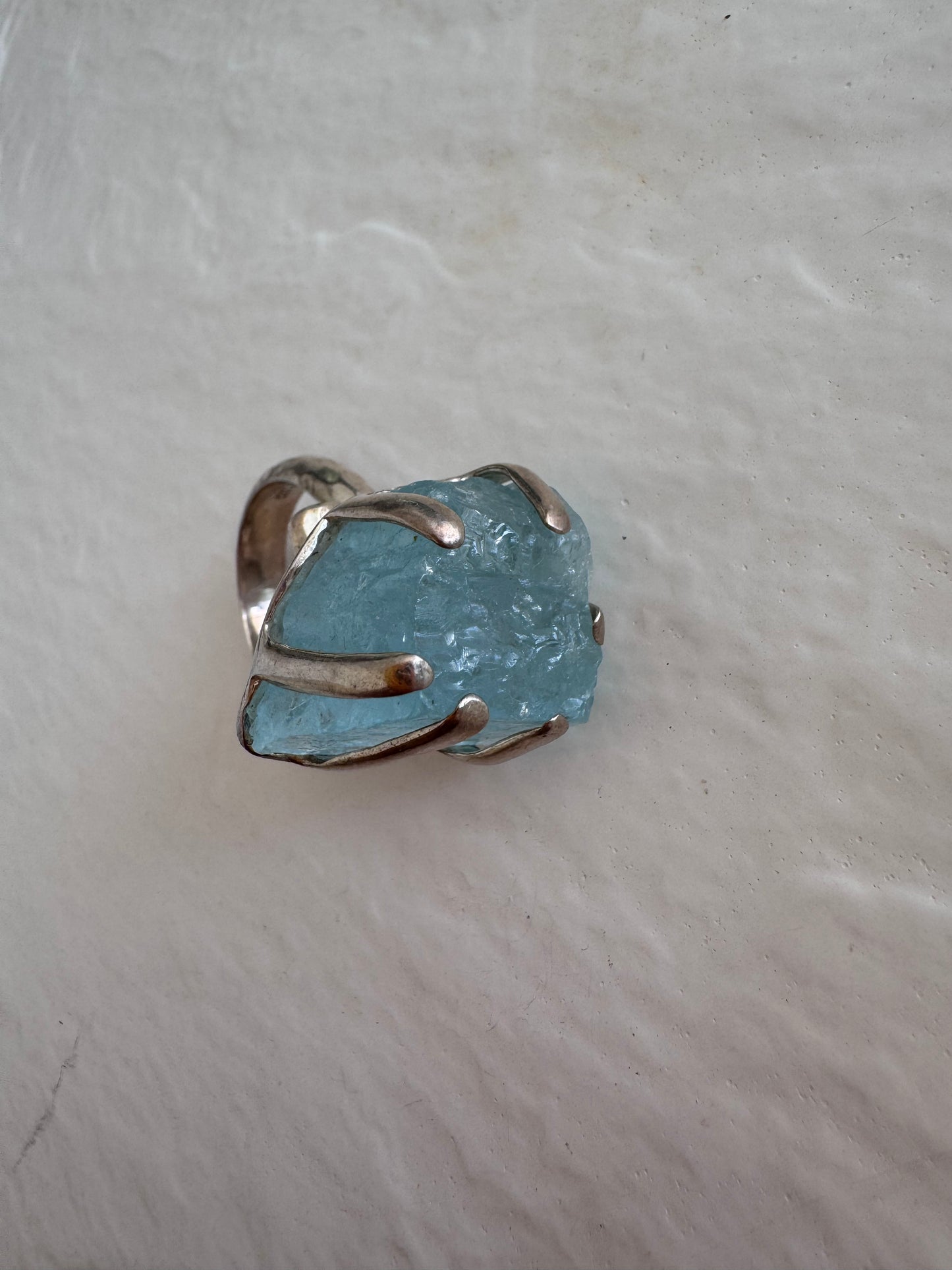 Sterling Silver and Rough Aquamarine Ring
