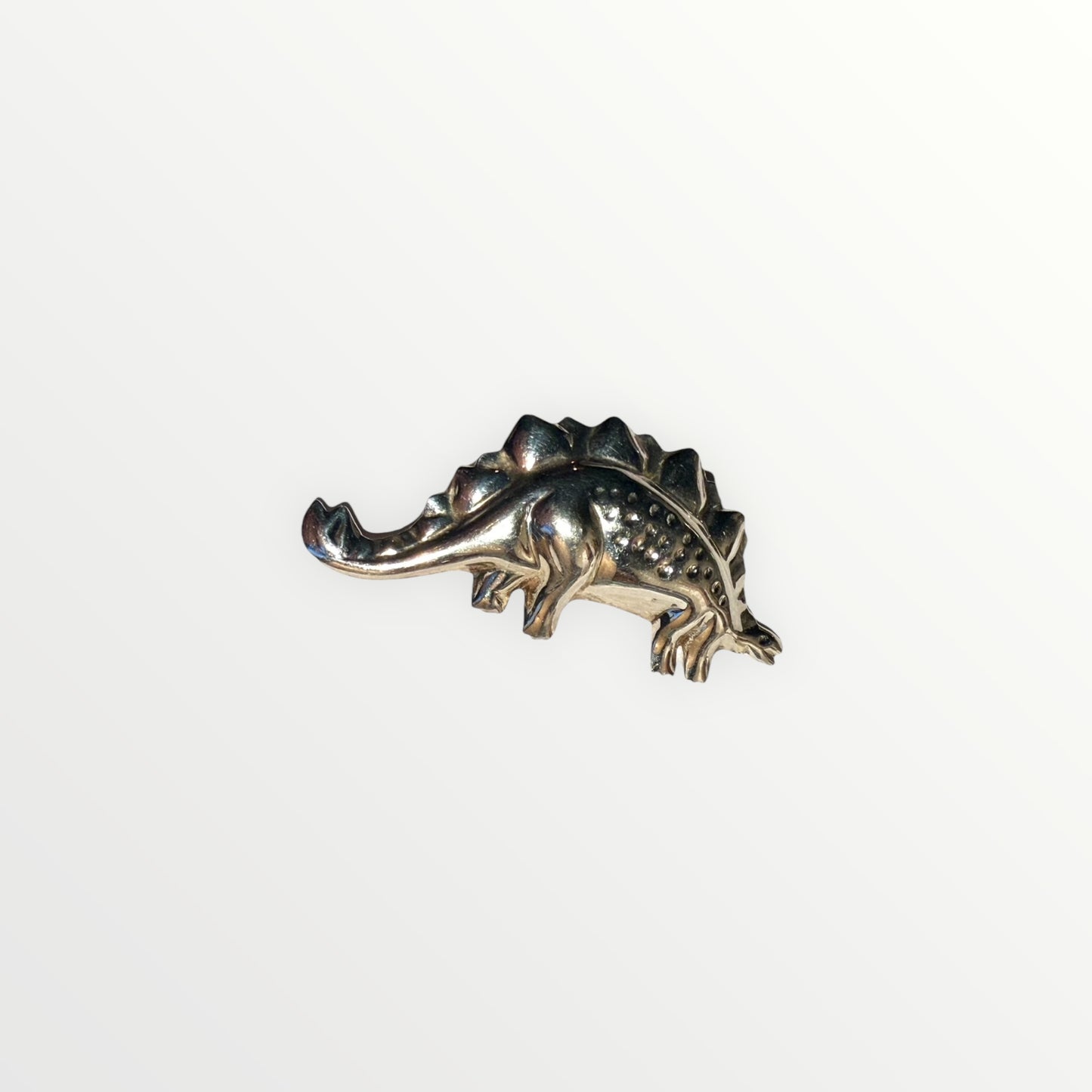 Vintage Estate Sterling Silver Stegosaurus Dinosaur Brooch Pin 1980s