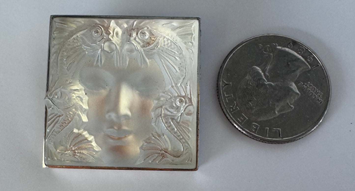 Vintage Lalique Masque de Femme Crystal Pendant Sterling Silver
