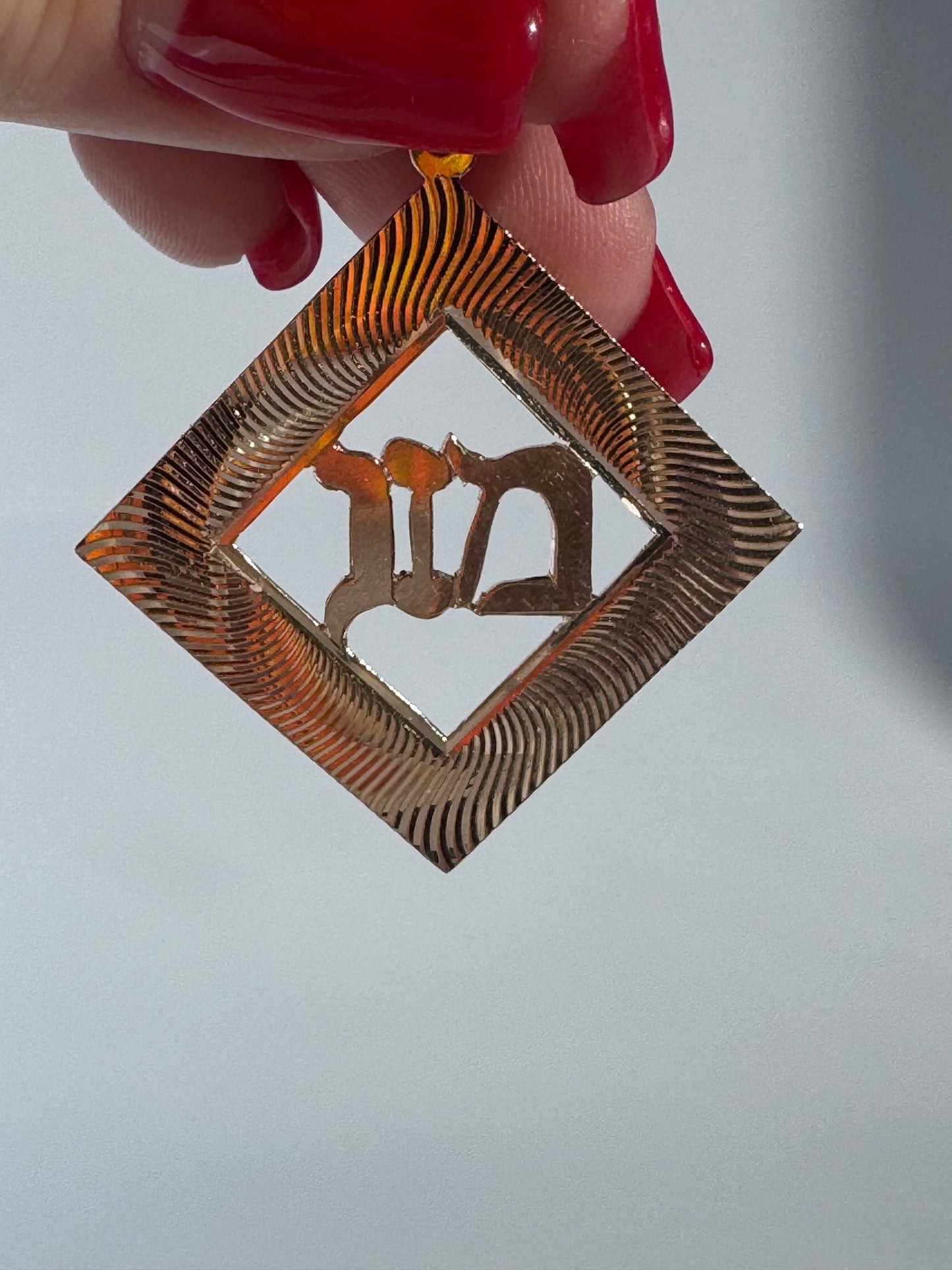 Large “Mazal” Engine Turned Pendant