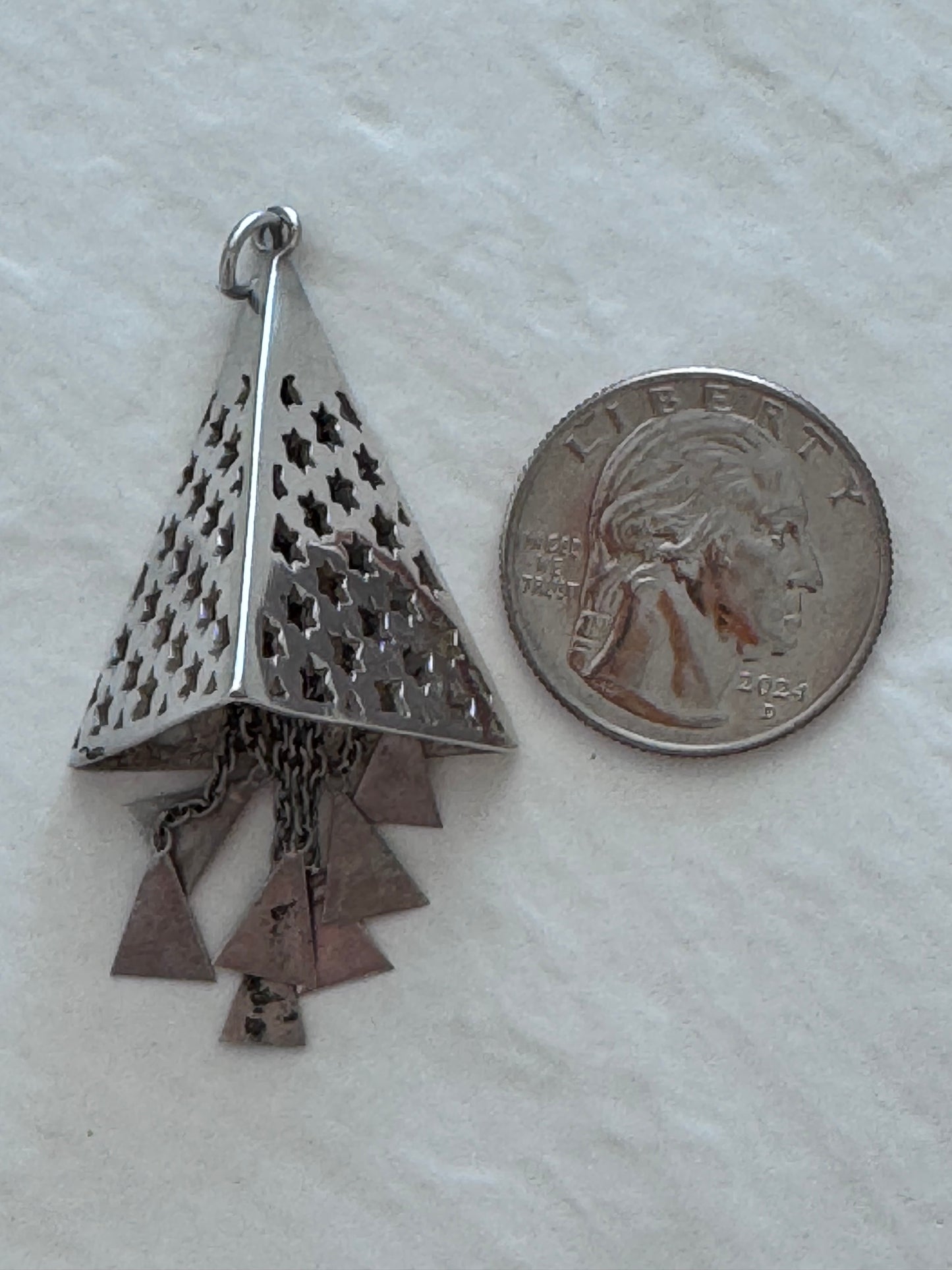Estate Sterling Silver Star of David Pendant with Dangling Charms