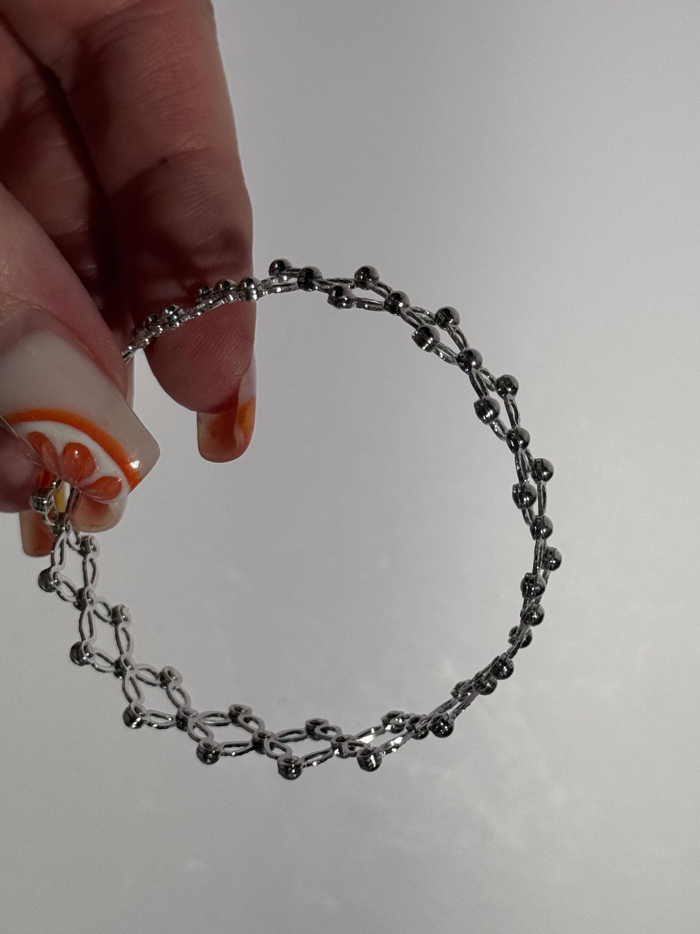 Estate 14K white gold convertible ring bracelet with expandable spherical link mechanism transforming from ring to full bracelet size