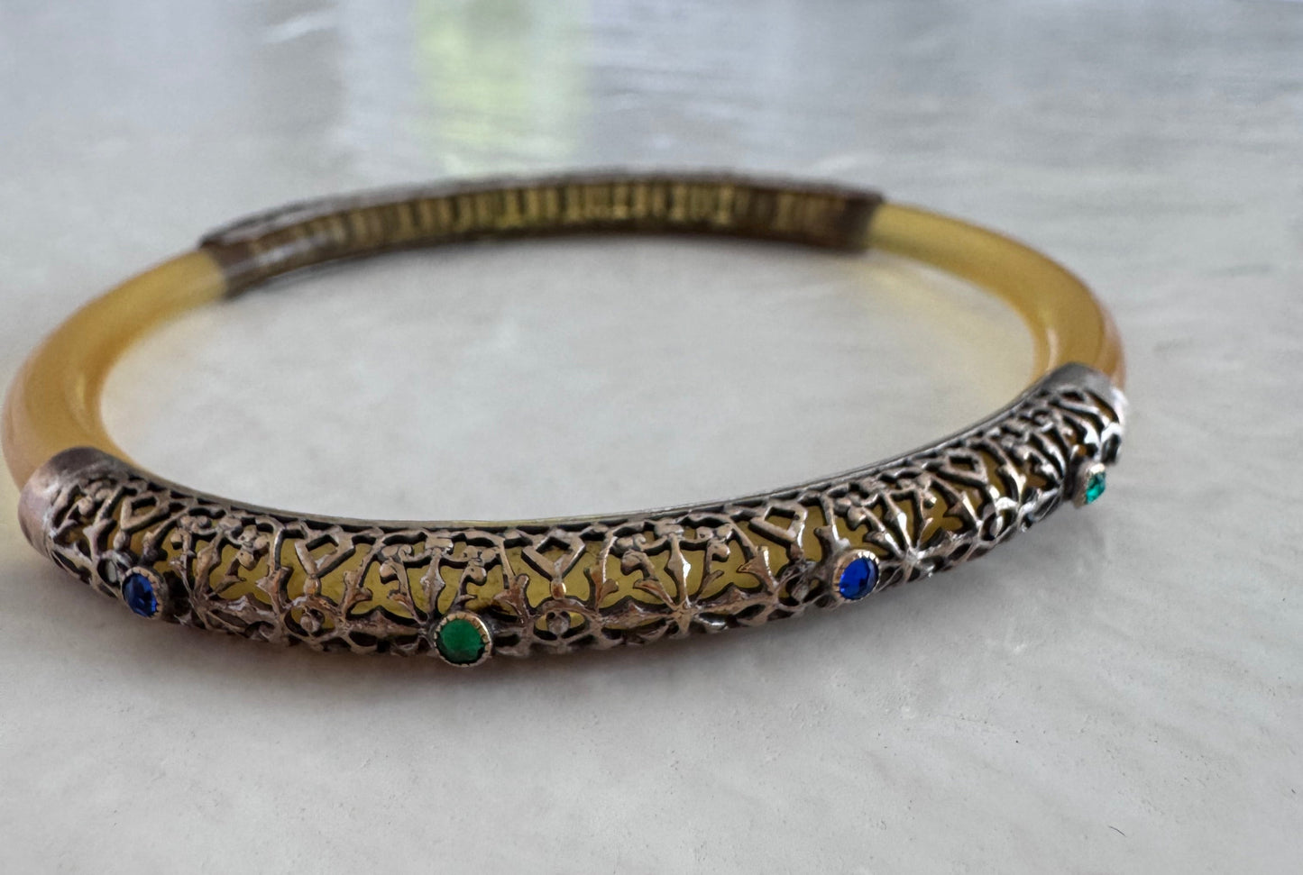 Bakelite Bangle Bracelet With Sterling
