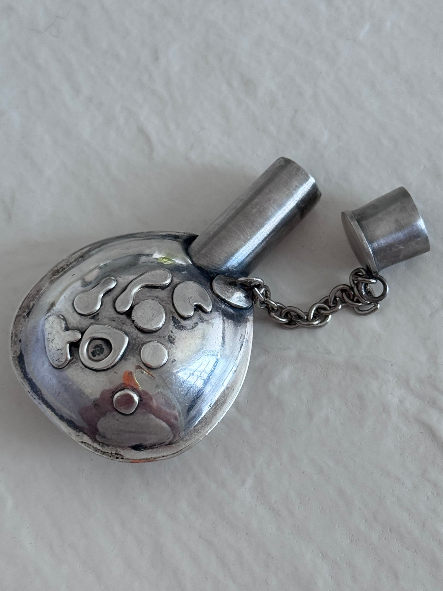 Estate Vintage Sterling Silver Native American Tobacco Canteen Bottle Pendant Southwestern Jewelry