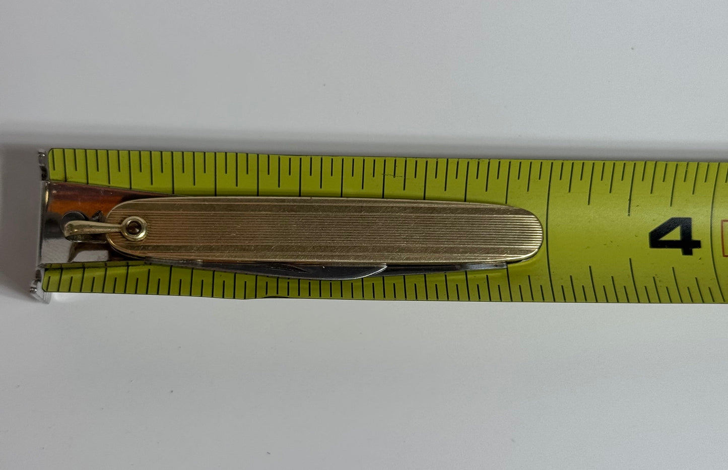 Working Vintage Pocket Knife Pendant - 10K Gold Steel Blade Functional Jewelry