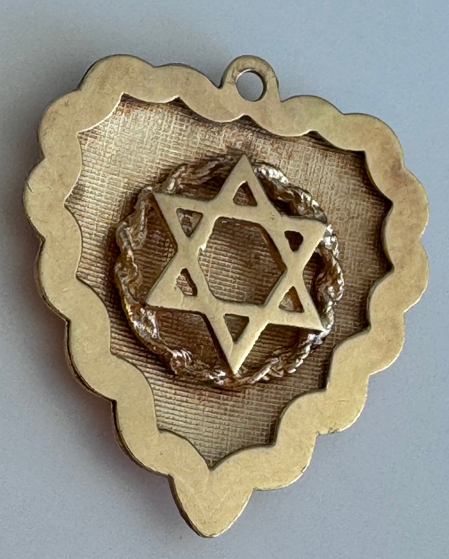 Estate Vintage 1950s 14K Gold Star of David Heart Pendant