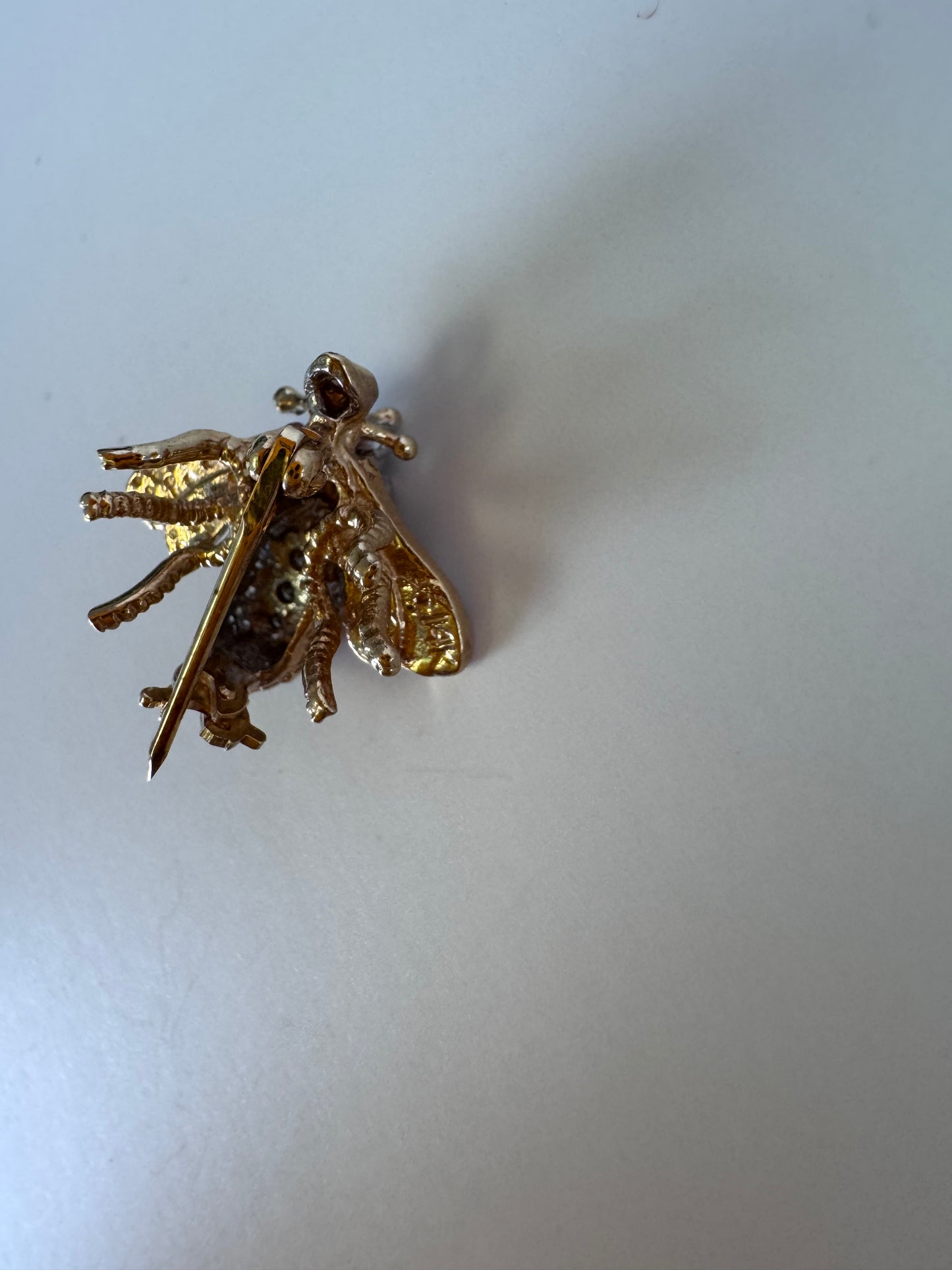 Estate 14K Gold and Diamond Bee Brooch Pin