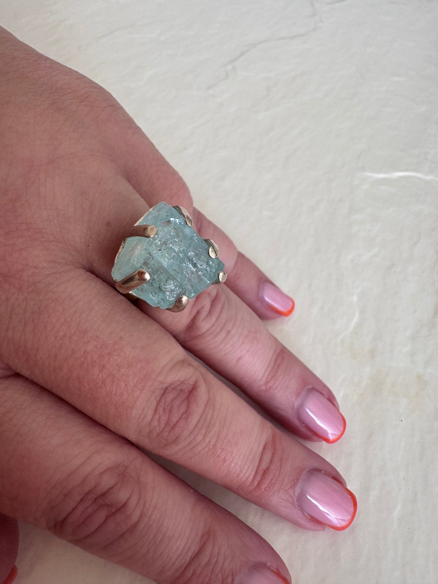 Sterling Silver and Rough Aquamarine Ring