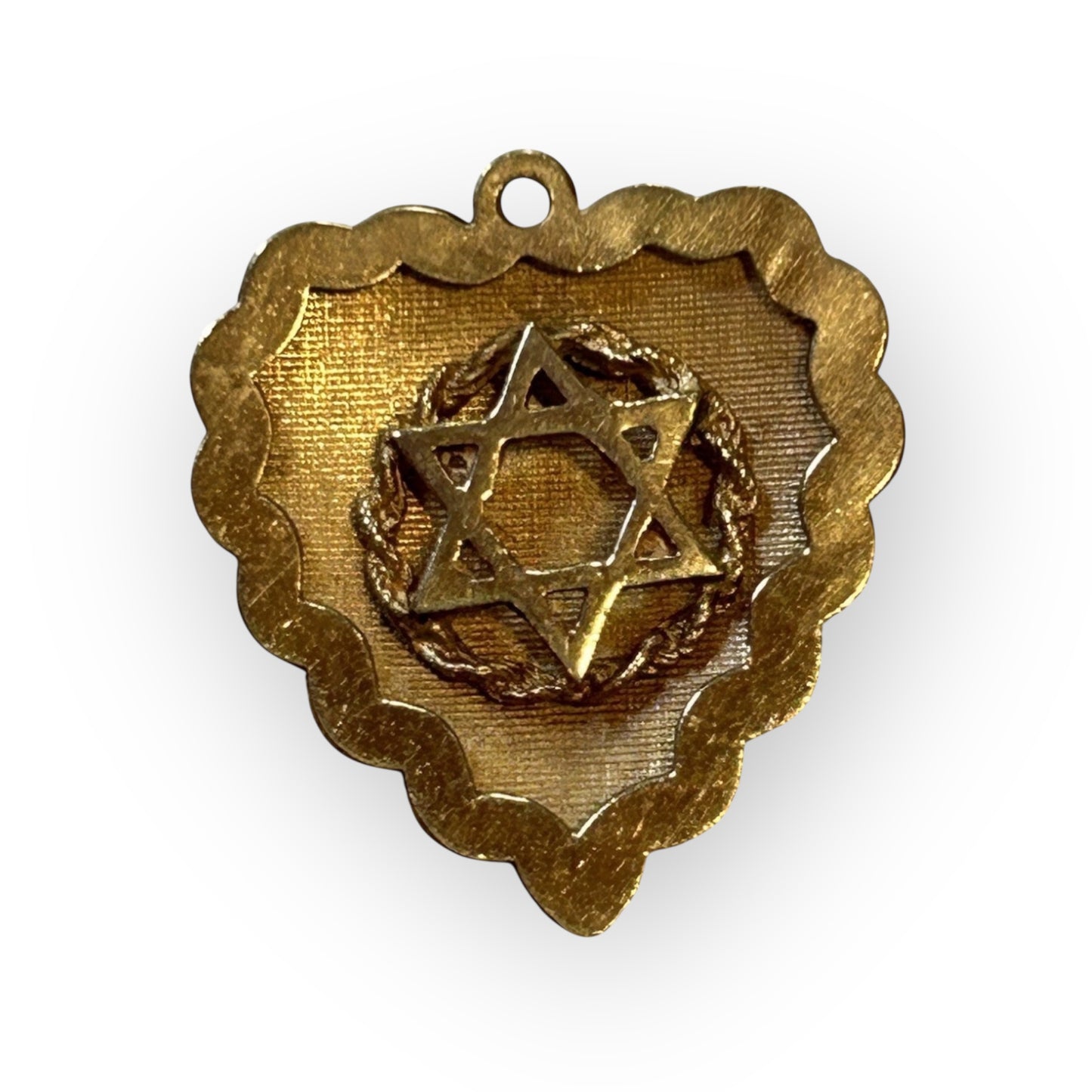 Estate Vintage 1950s 14K Gold Star of David Heart Pendant