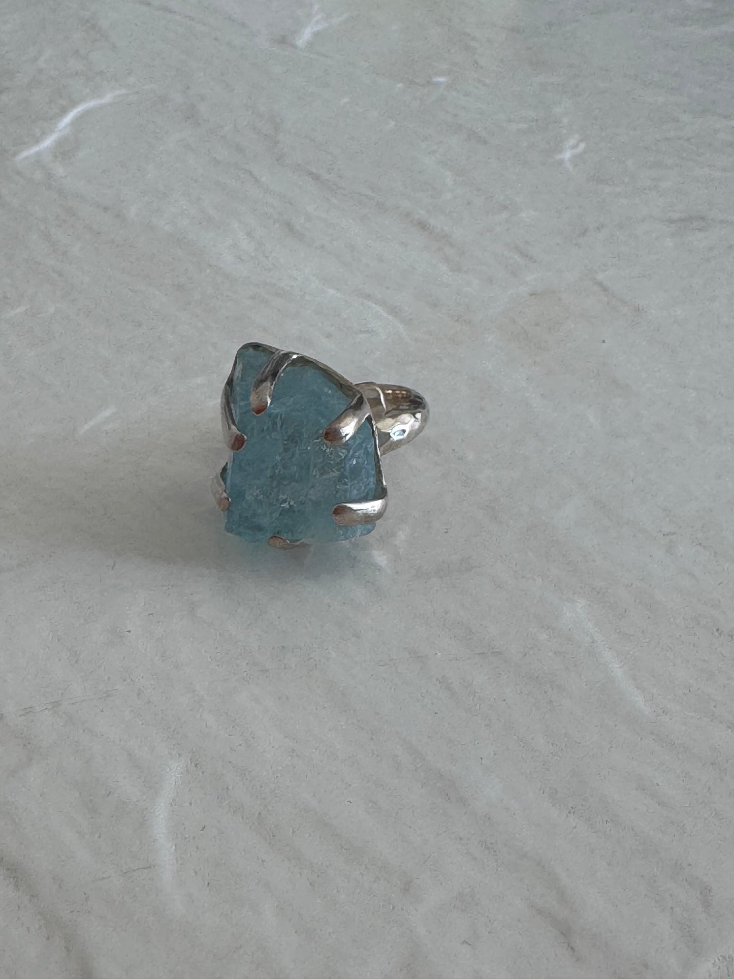 Sterling Silver and Rough Aquamarine Ring
