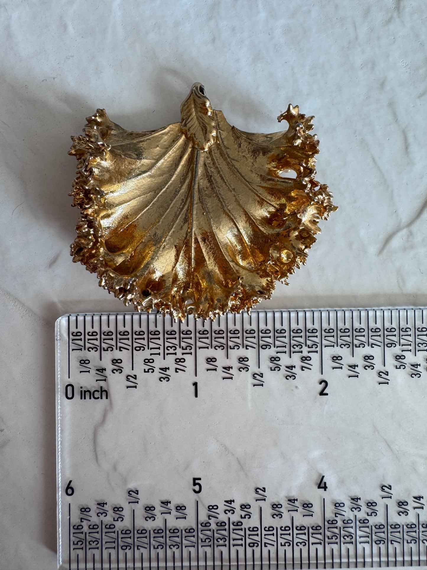 Estate 24K Gold Dipped Natural Kale Leaf Pendant