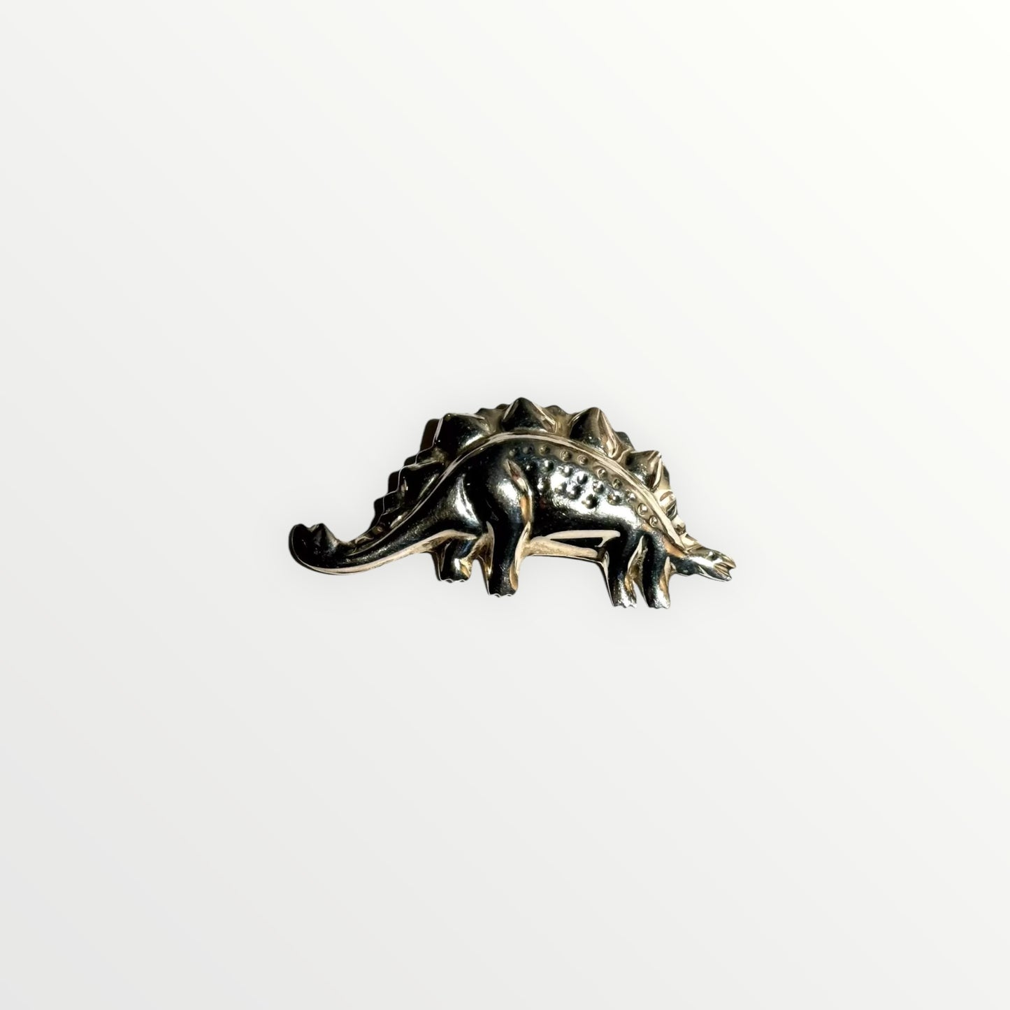 Vintage Estate Sterling Silver Stegosaurus Dinosaur Brooch Pin 1980s