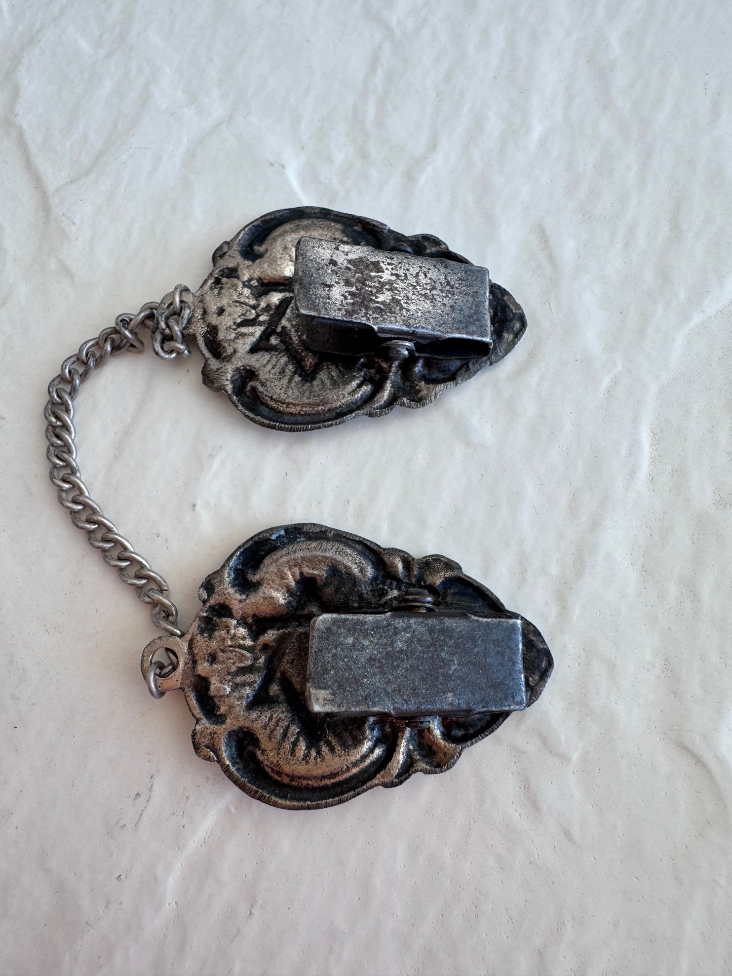 Antique Sterling Silver Star of David Tallit Prayer Shaw Clips - Vintage Judaica