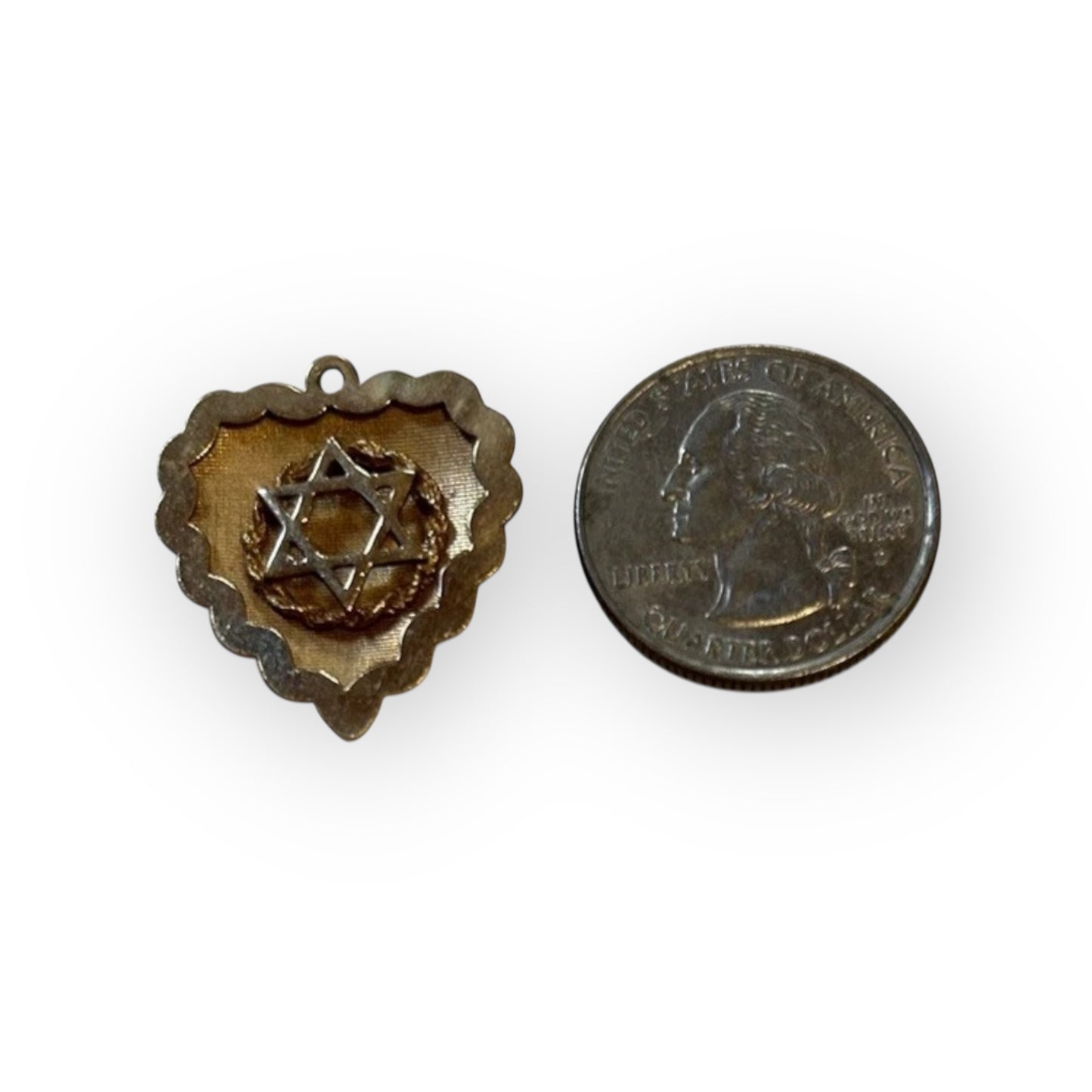 Estate Vintage 1950s 14K Gold Star of David Heart Pendant