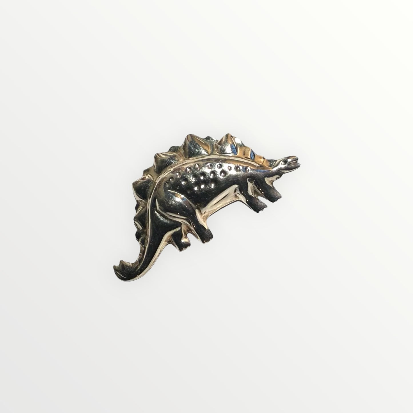 Vintage Estate Sterling Silver Stegosaurus Dinosaur Brooch Pin 1980s