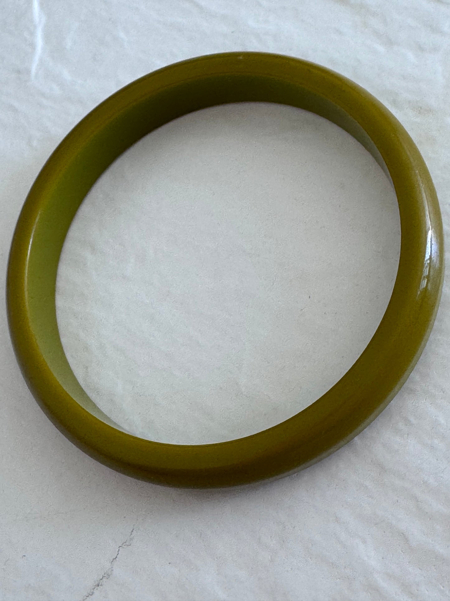 Estate Vintage Bakelite Bangle Bracelet Olive Green Chunky Wide Band Art Deco Style