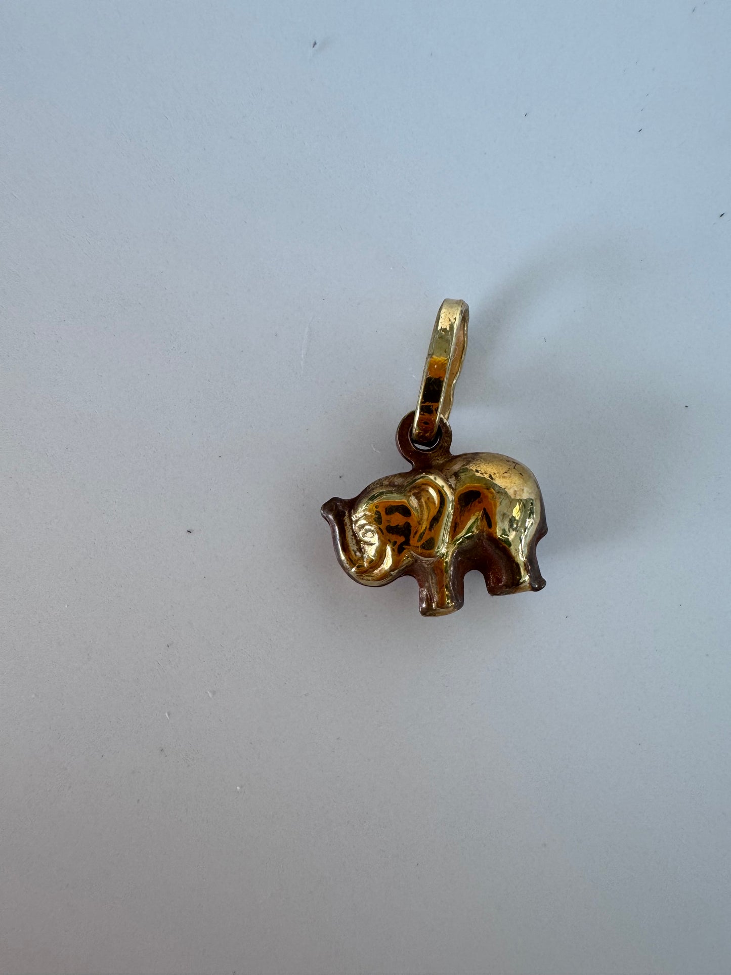 Estate Vintage 14K Gold Elephant Charm Pendant