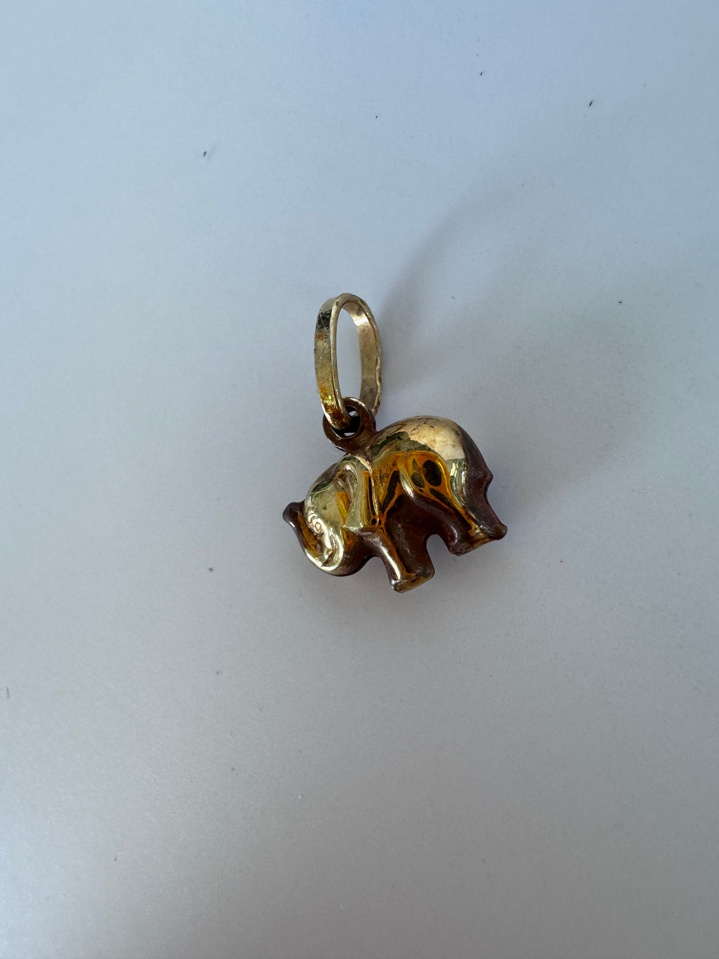 Estate Vintage 14K Gold Elephant Charm Pendant