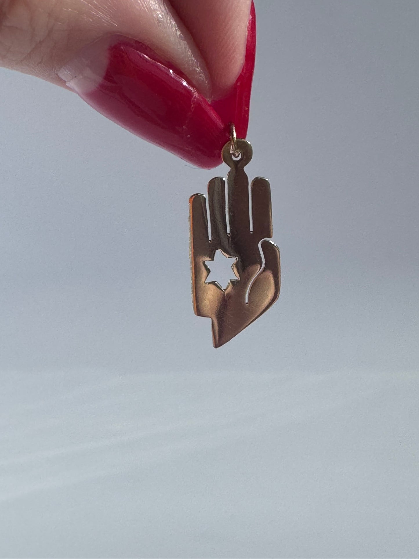Vintage 14k Modernist Hamsa with Star of David