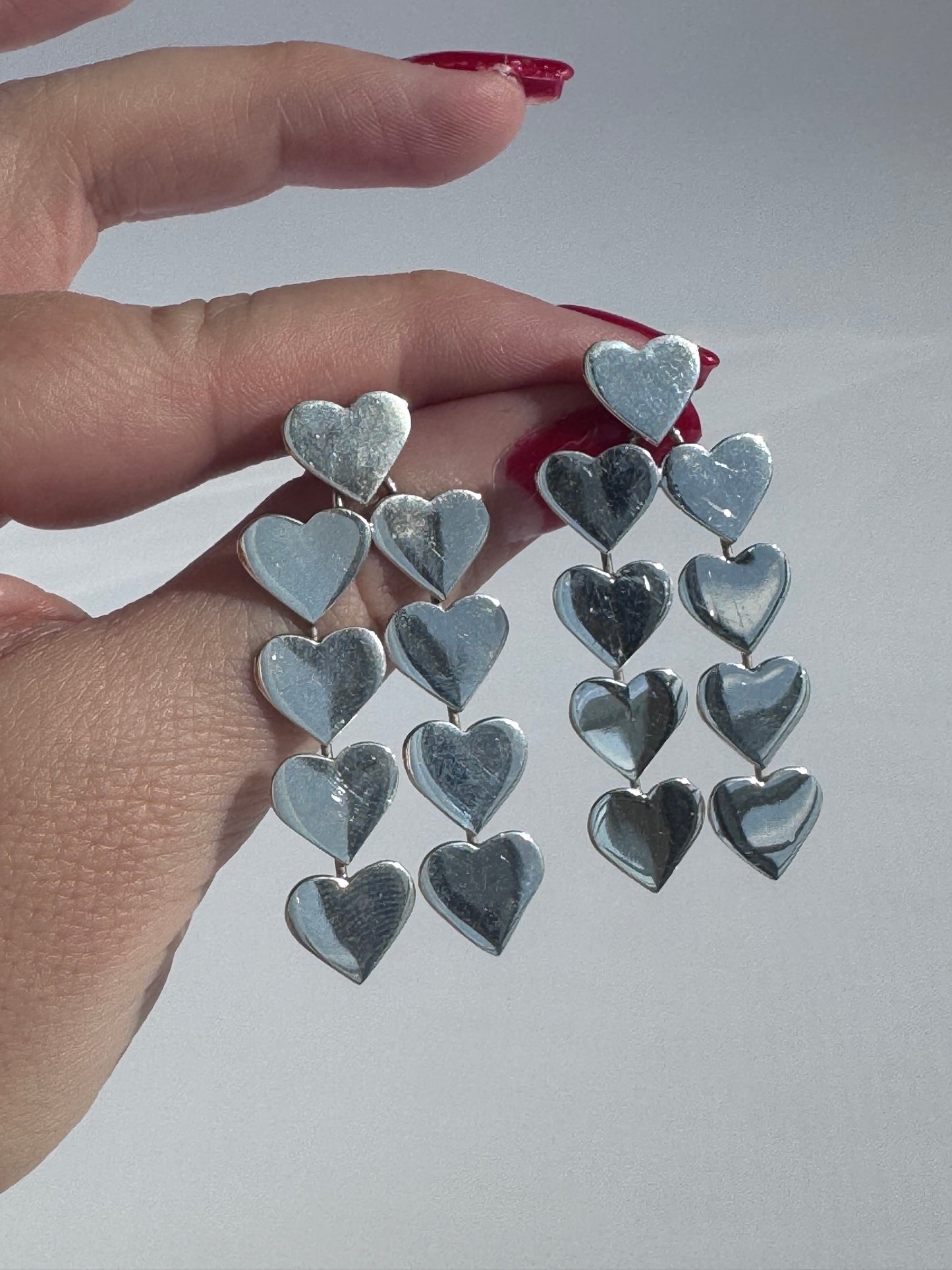 Vintage Taxco Heart Sterling Silver Earrings