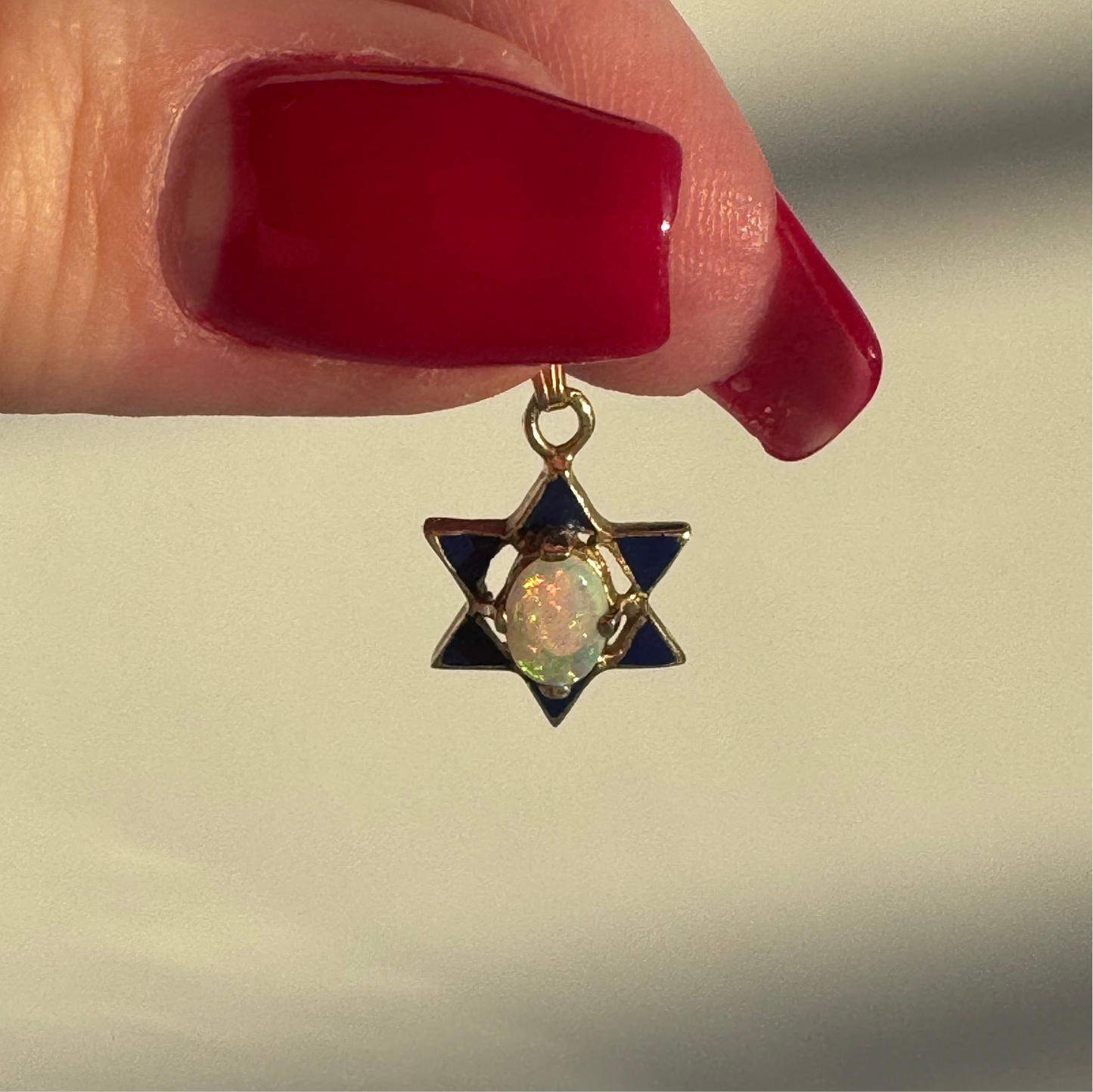 Vintage Opal & Enamel Star of David