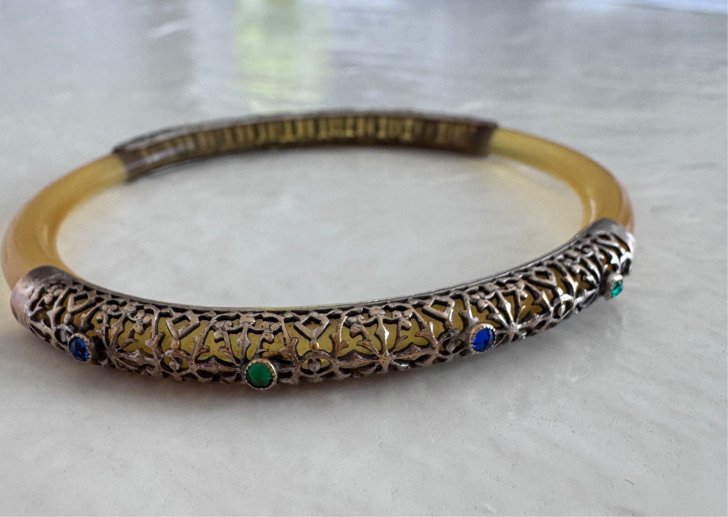 Bakelite Bangle Bracelet With Sterling