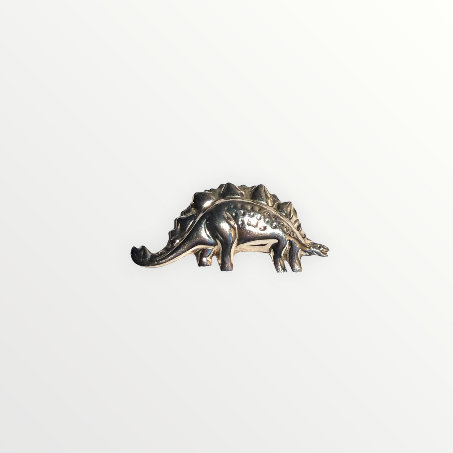 Vintage Estate Sterling Silver Stegosaurus Dinosaur Brooch Pin 1980s