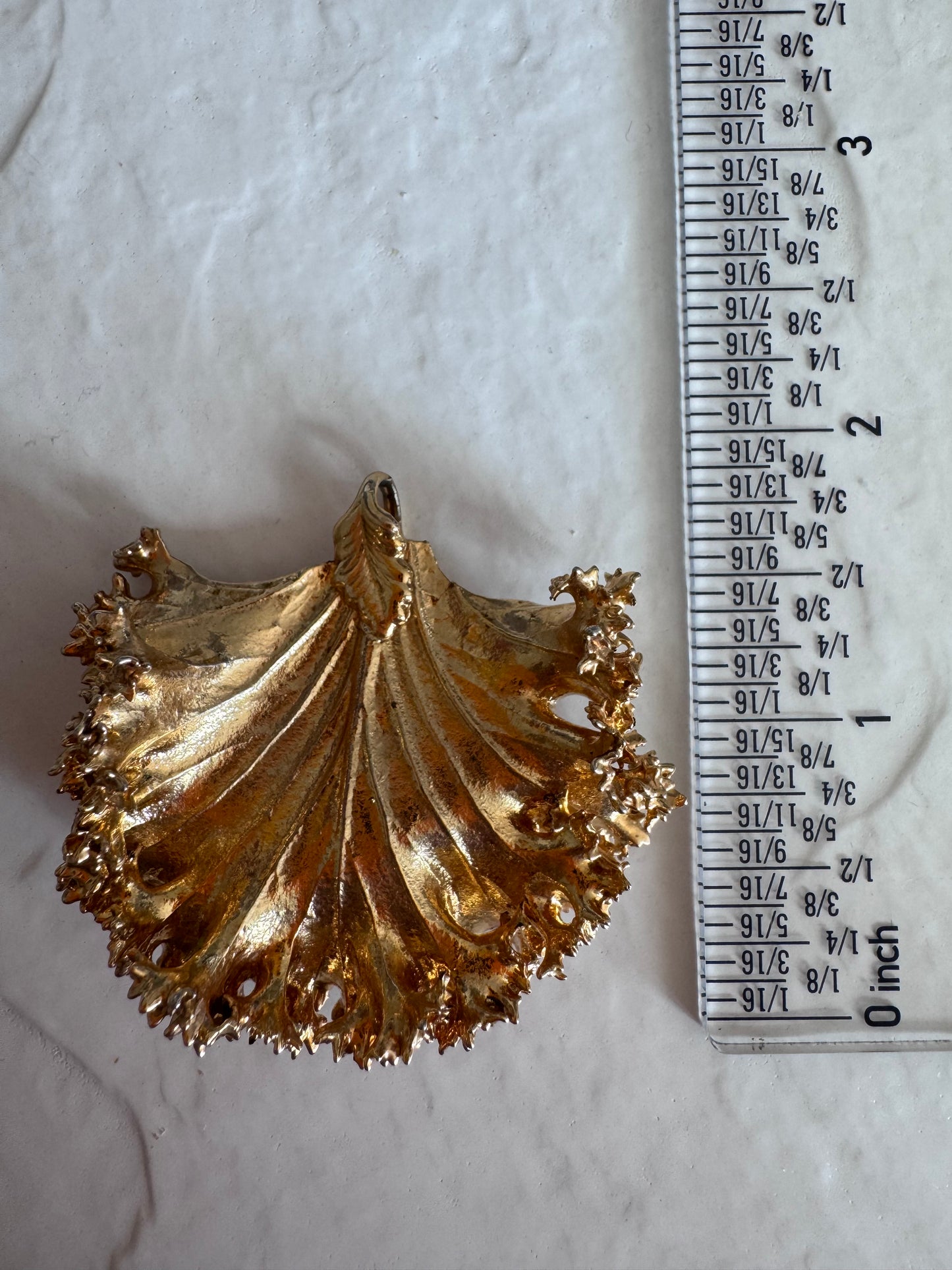 Estate 24K Gold Dipped Natural Kale Leaf Pendant