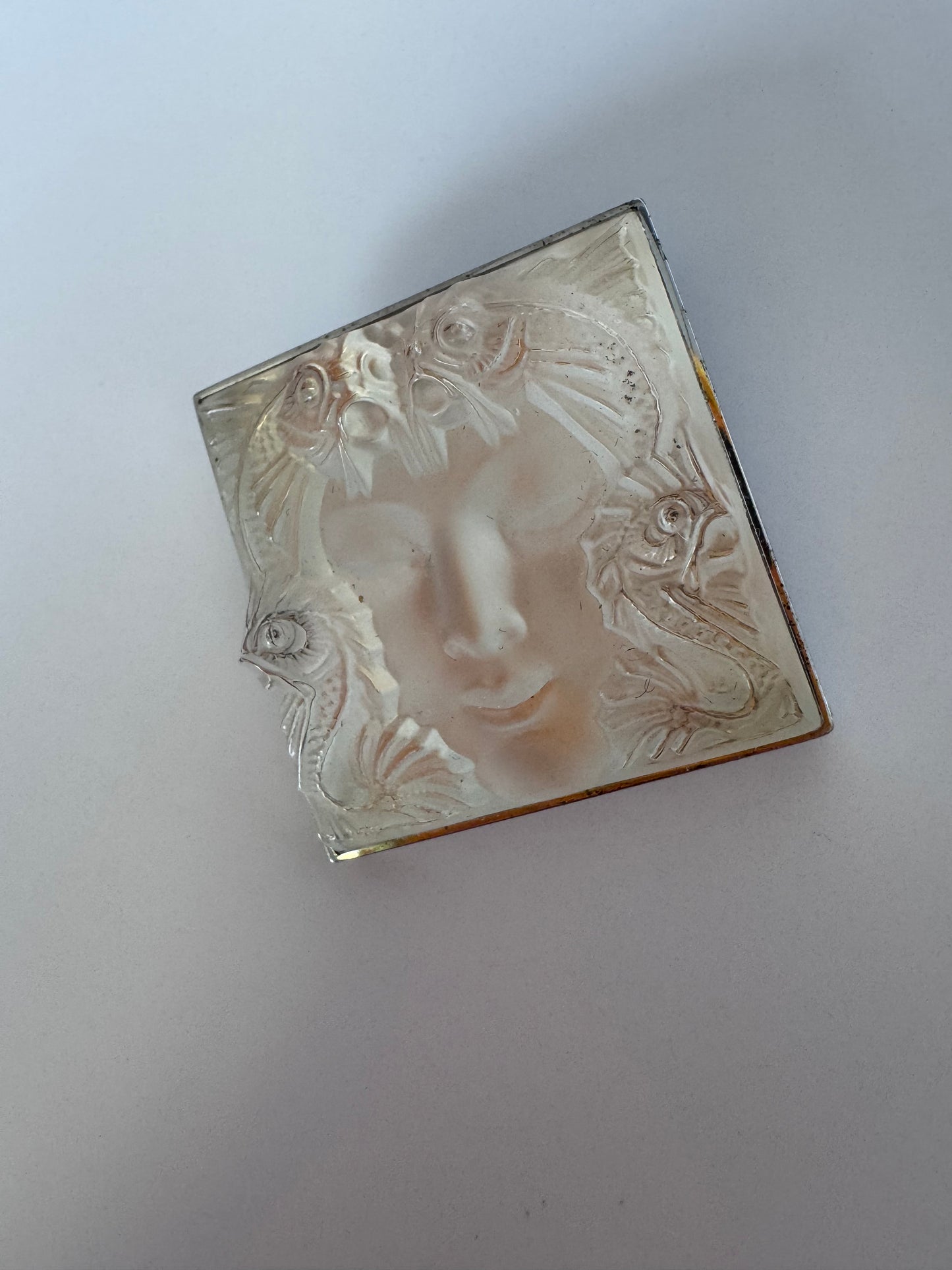 Vintage Lalique Masque de Femme Crystal Pendant Sterling Silver