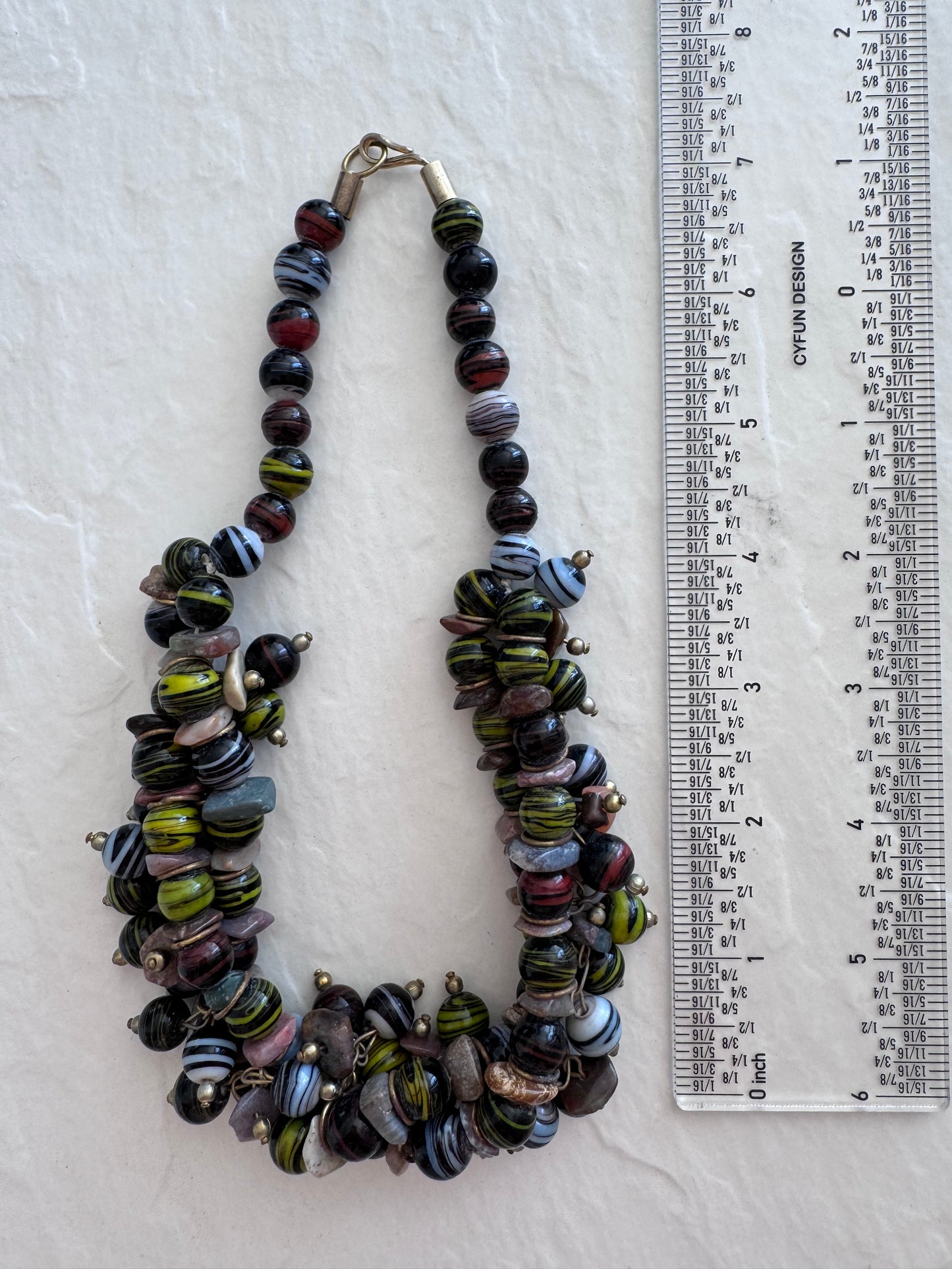 Vintage Multi-Strand Glass Bead Statement Necklace