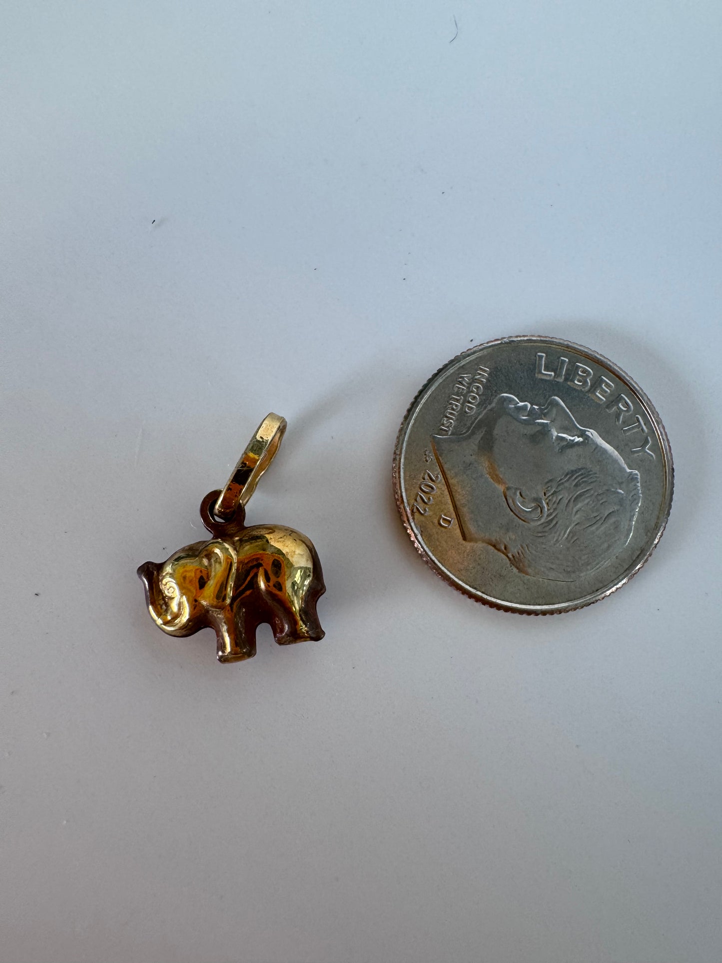 Estate Vintage 14K Gold Elephant Charm Pendant