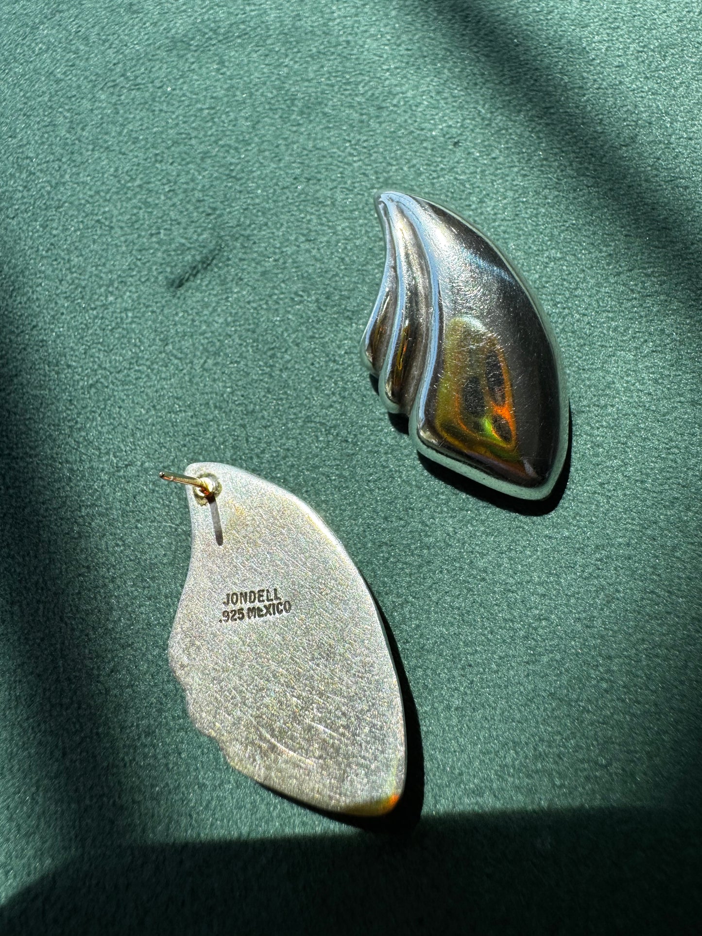 Vintage Jondell 925 Mexico Sterling Silver Sculptural Wing Earrings Pre-1984 Modernist Designer