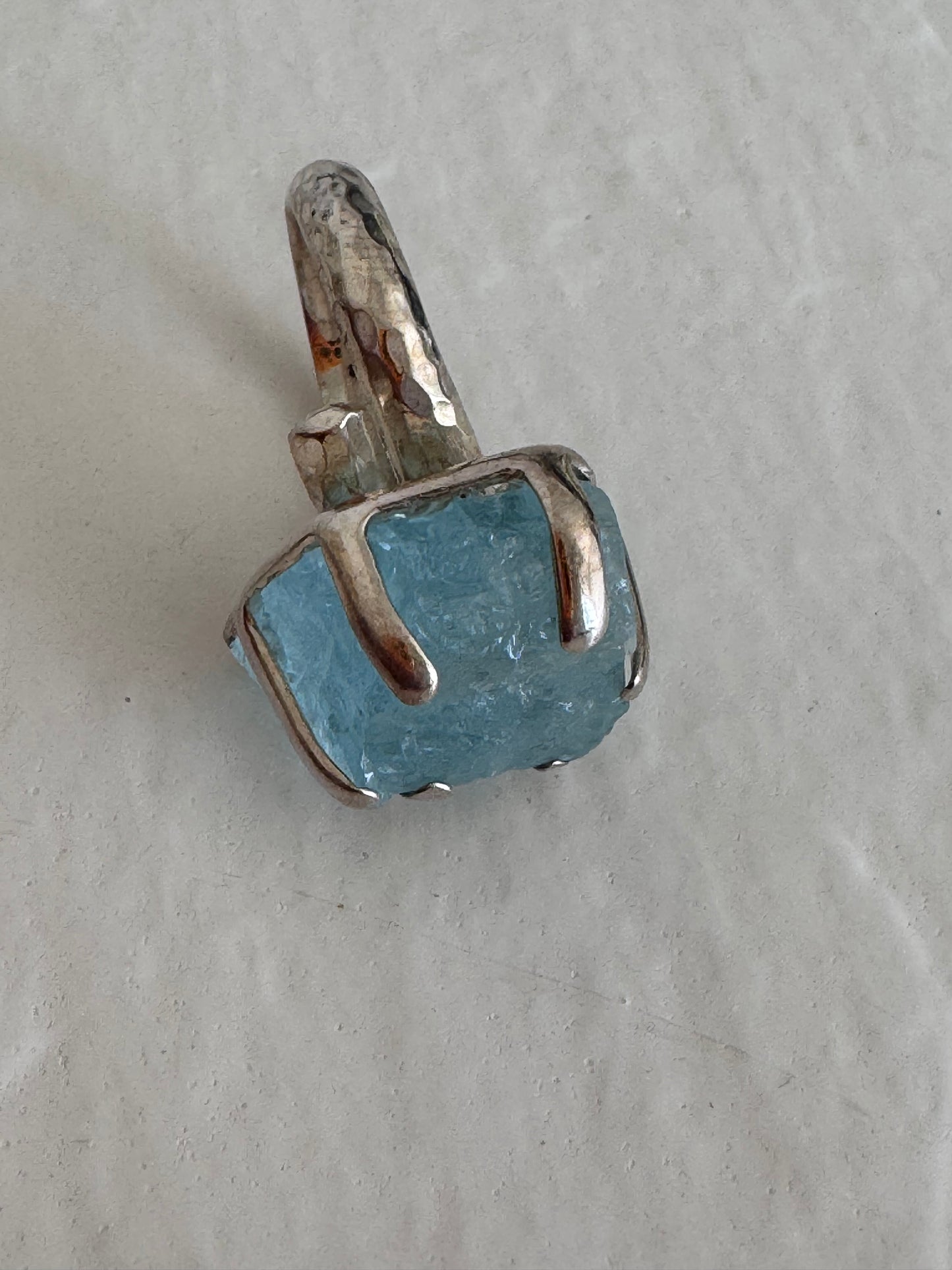 Sterling Silver and Rough Aquamarine Ring