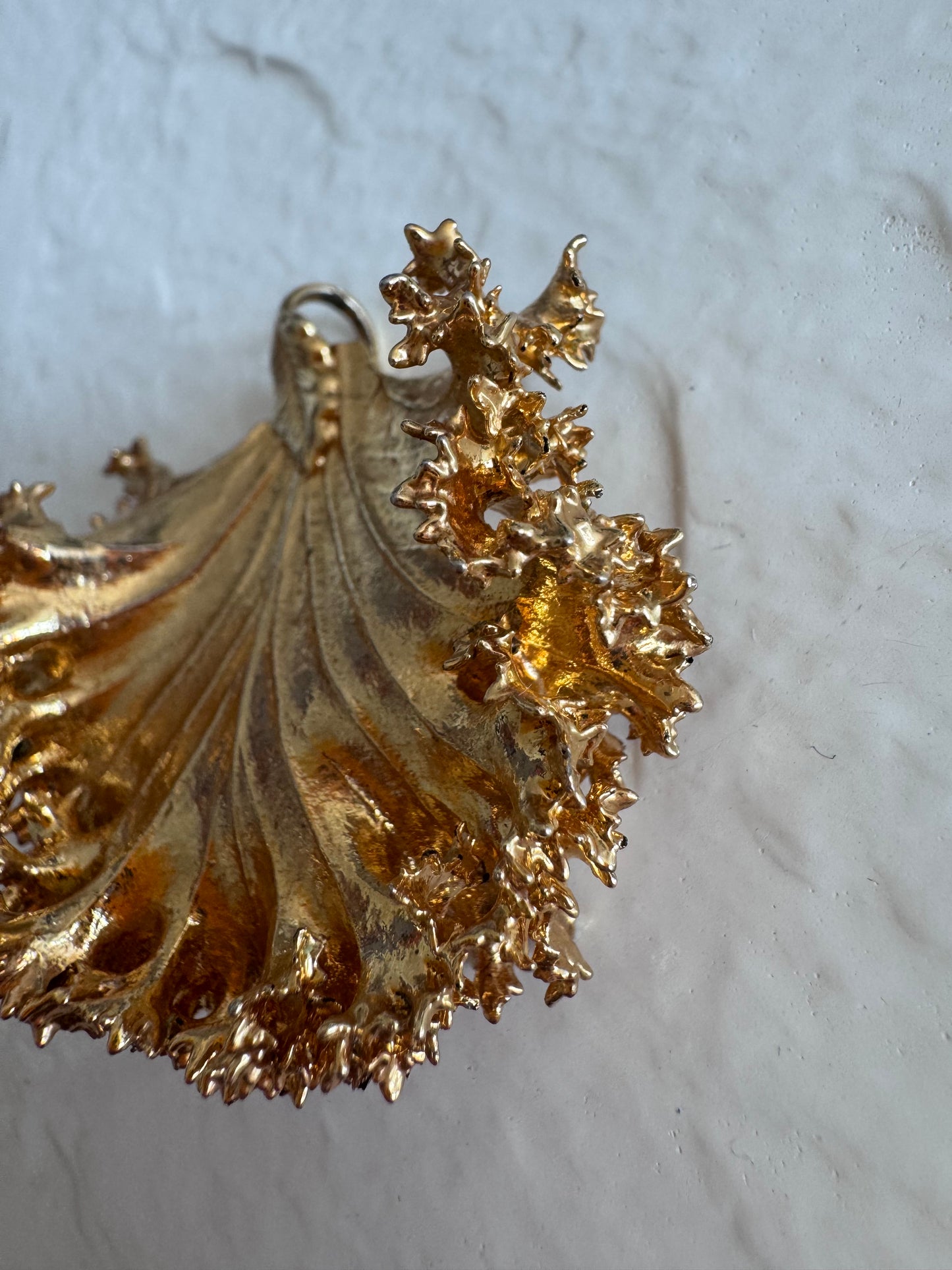 Estate 24K Gold Dipped Natural Kale Leaf Pendant