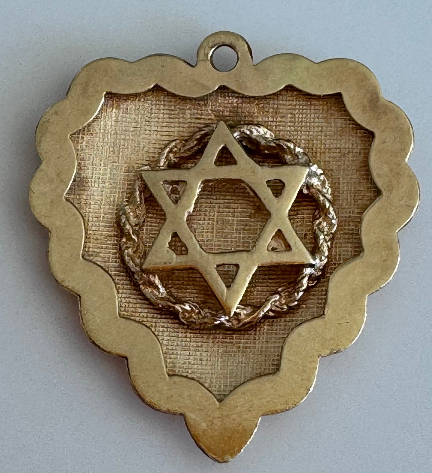 Estate Vintage 1950s 14K Gold Star of David Heart Pendant