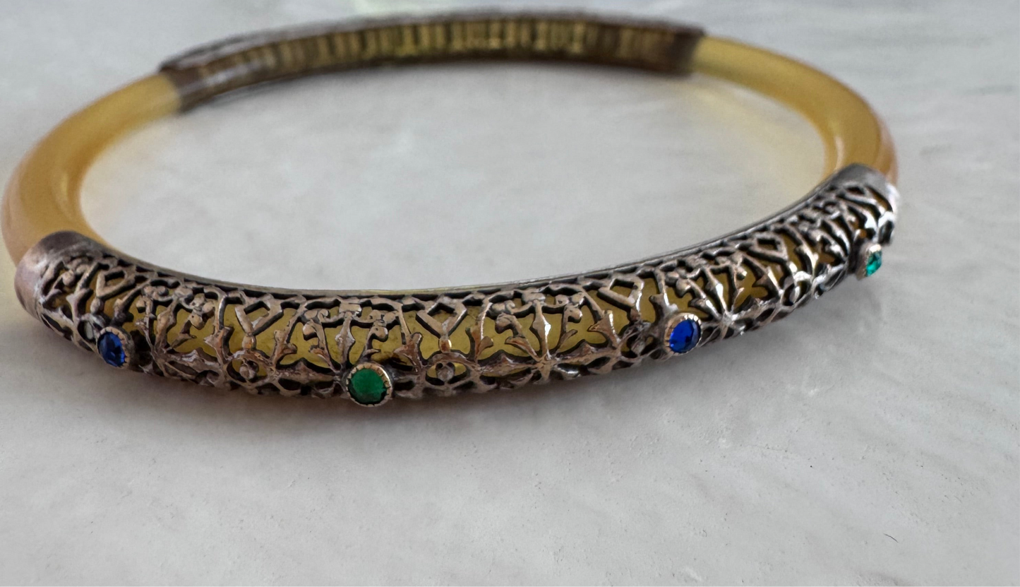 Bakelite Bangle Bracelet With Sterling