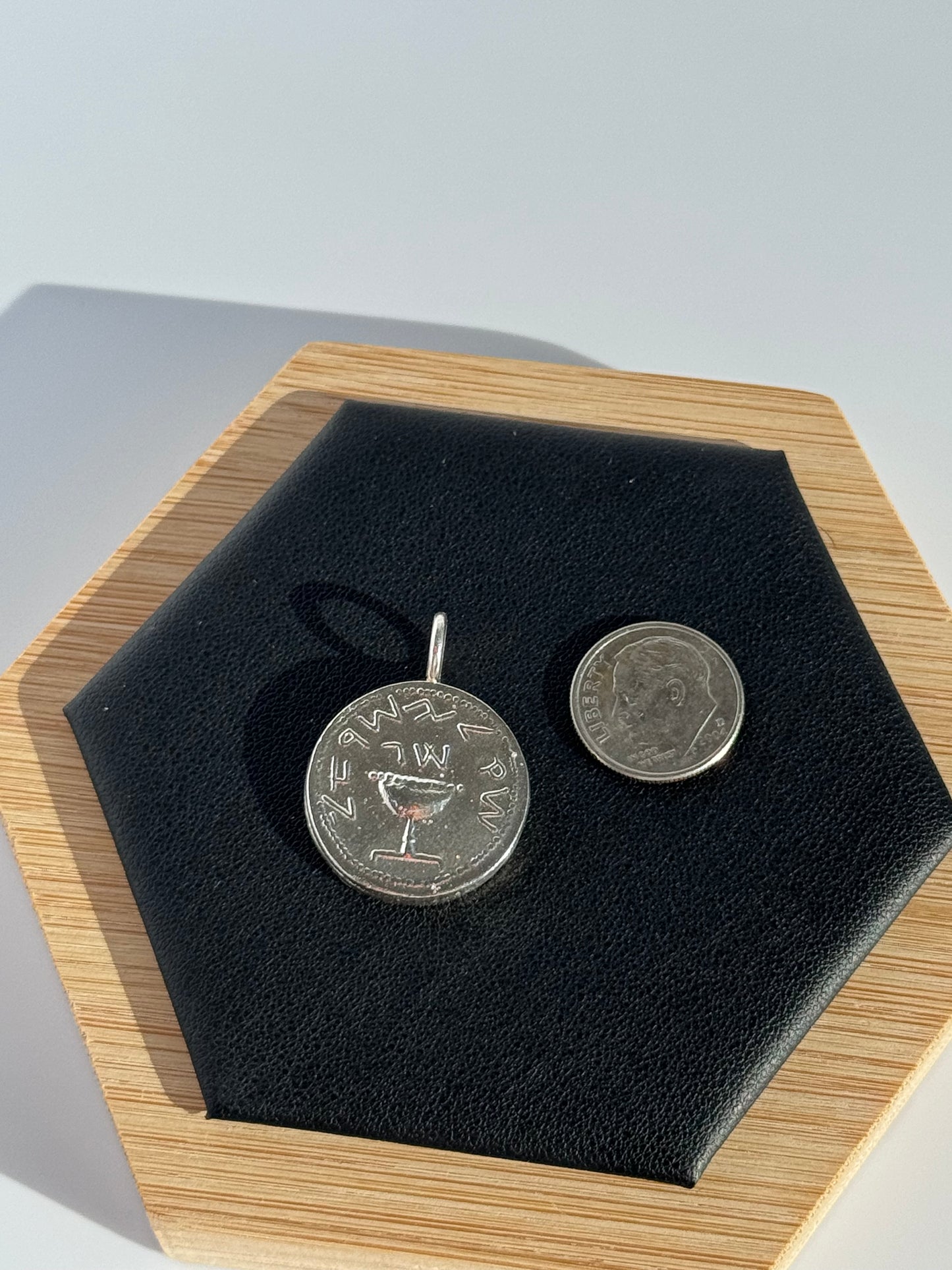 Ancient Jewish Sterling Silver Shekel Pendant from the First Revolt