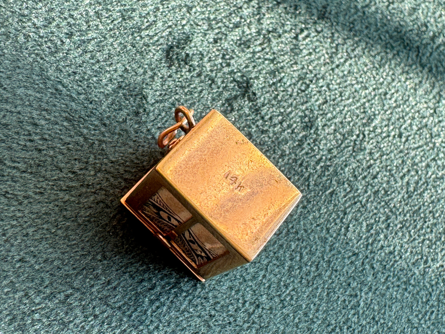 Vintage 14K Gold Mad Money Box Charm Pendant Opens to Reveal Real Dollar Bill Emergency Fund You Can Wear