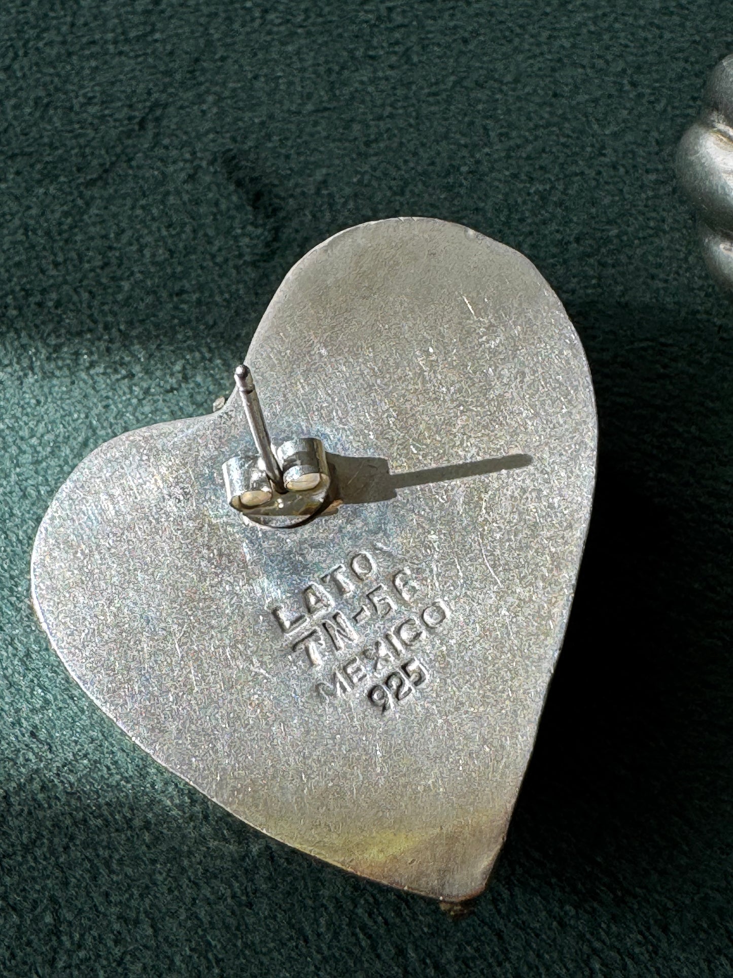 Estate Vintage Taxco Laton Sterling Silver Puffy Heart Earrings Y2K with Brass Rope Twist Accent