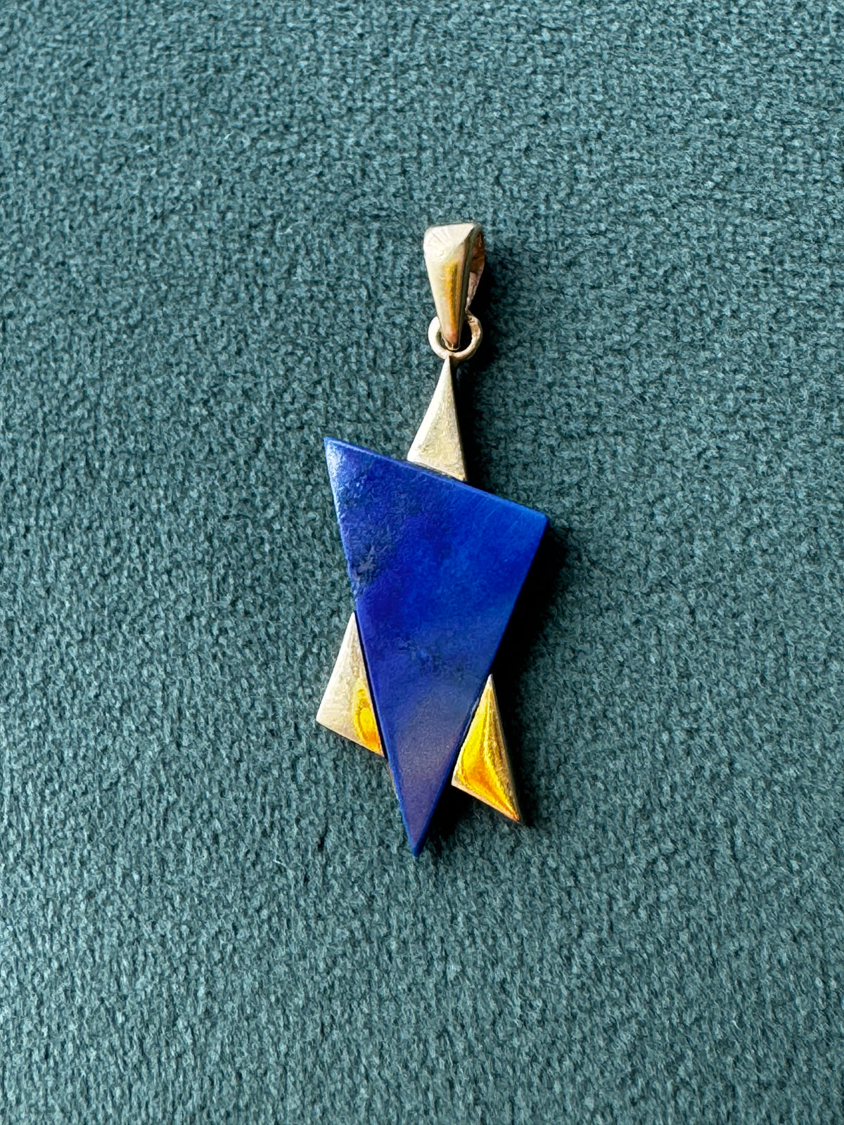 14K Gold Lapis Lazuli Star of David Pendant Modernist Judaica Two Triangles One Perfect Star