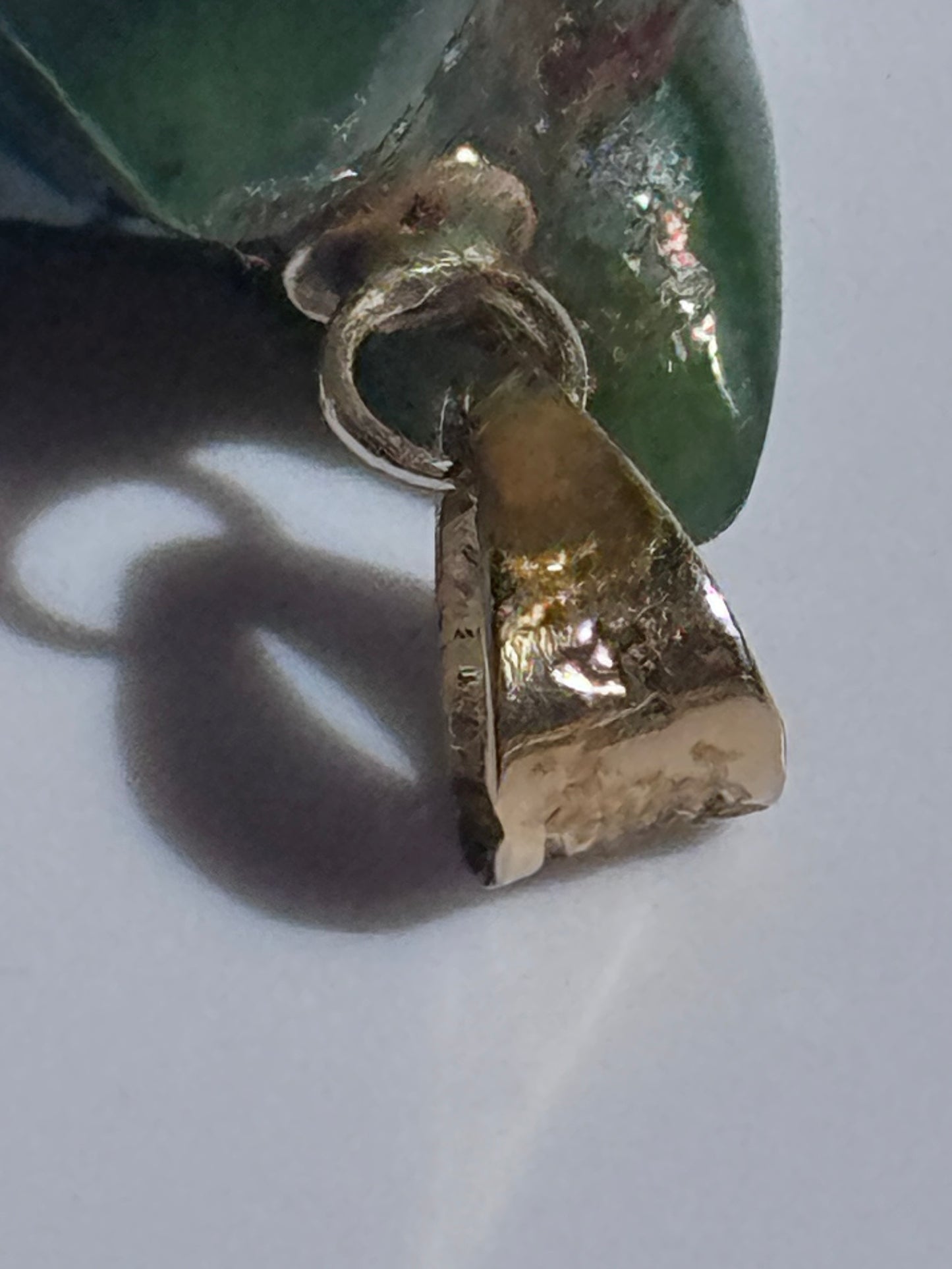 Estate vintage 14K gold pendant featuring hand-carved natural imperial green jadeite horse head with olive undertones, Chinese zodiac equestrian jewelry