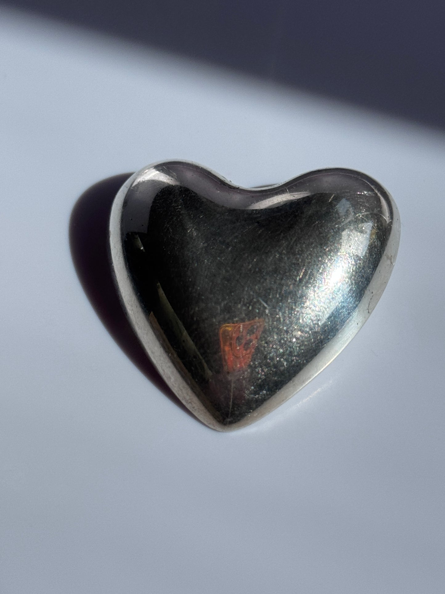 Estate Reed & Barton sterling silver puffy heart brooch with polished finish and small flower holder opening at top