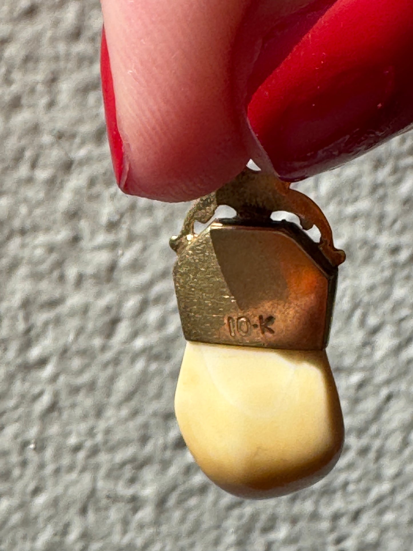 Vintage Estate 10K Gold Elks Tooth Charm Pendant Enamel Turquoise
