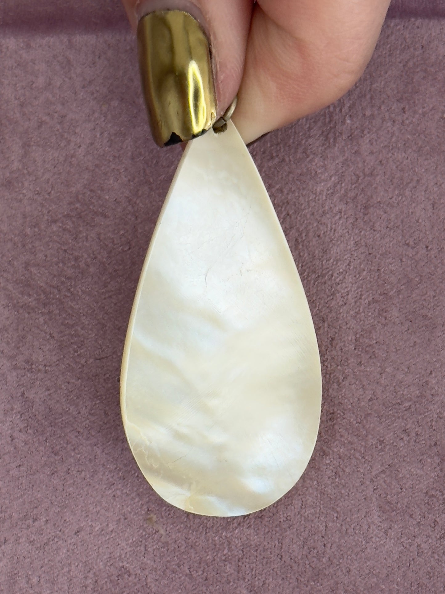 Vintage Large Mother of Pearl Teardrop Pendant - RARE Hawaii Estate Piece