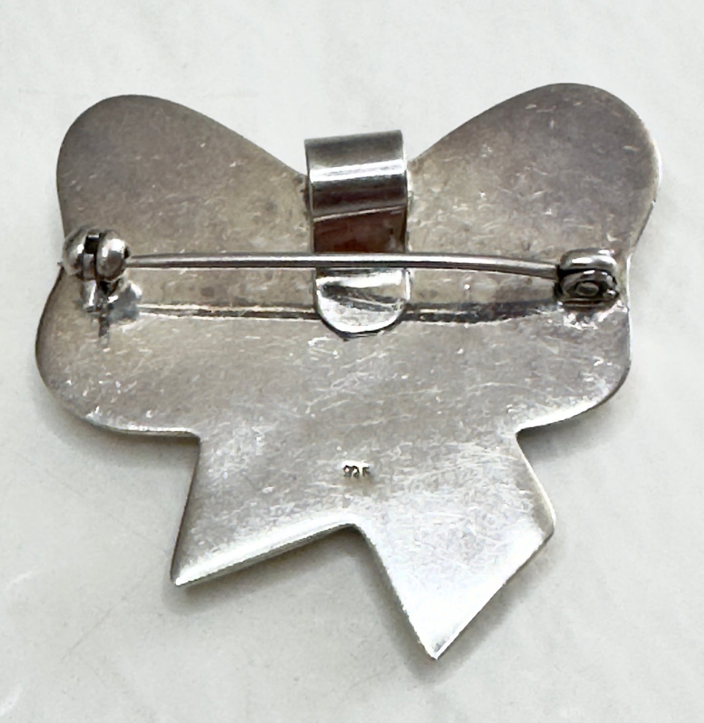 Perky, Puffy, Vintage Sterling Silver Bow Pendant and Pin