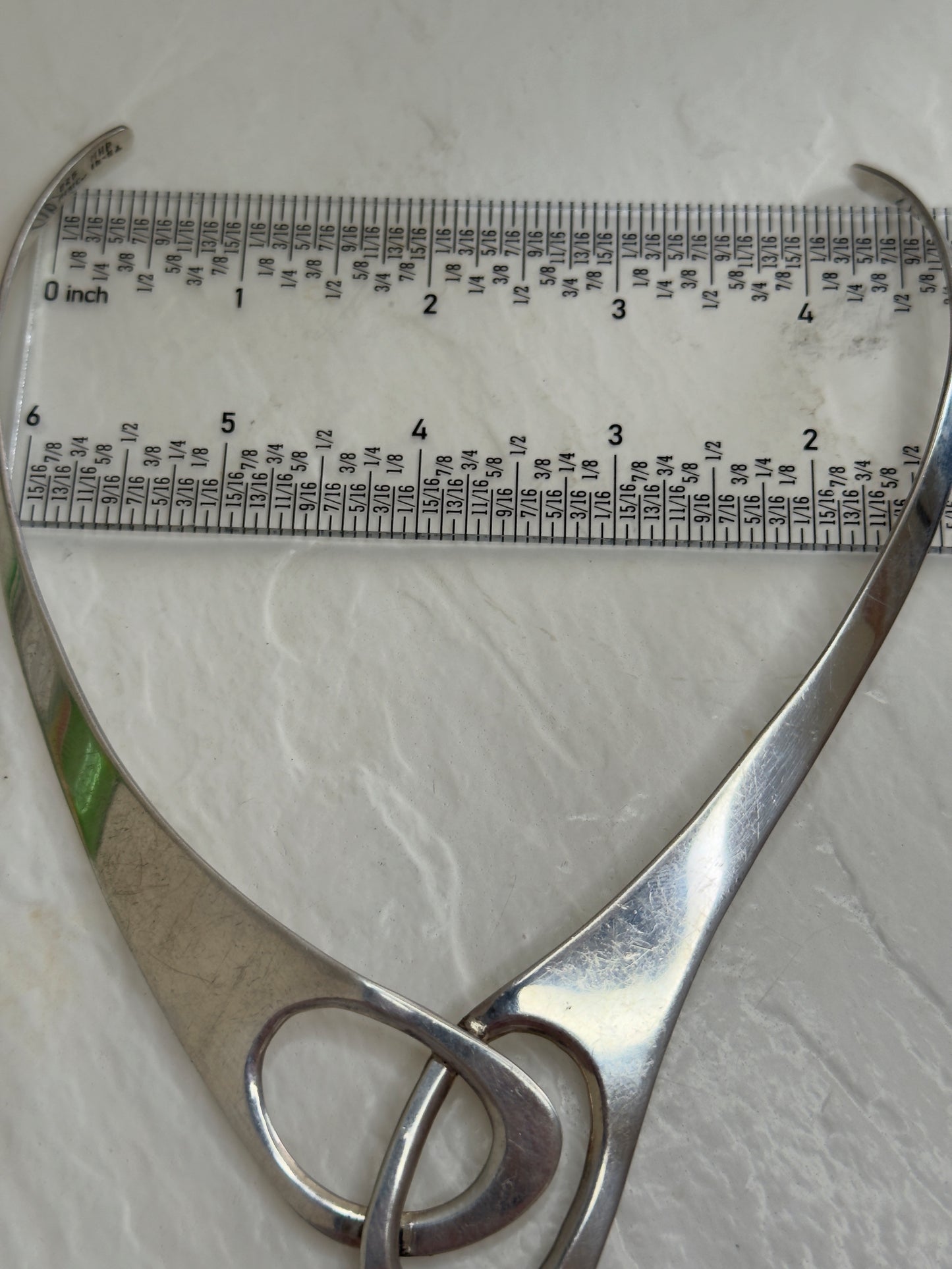 Vintage Estate Mexican Sterling Silver Modernist Collar Necklace - Intertwined Circles Design