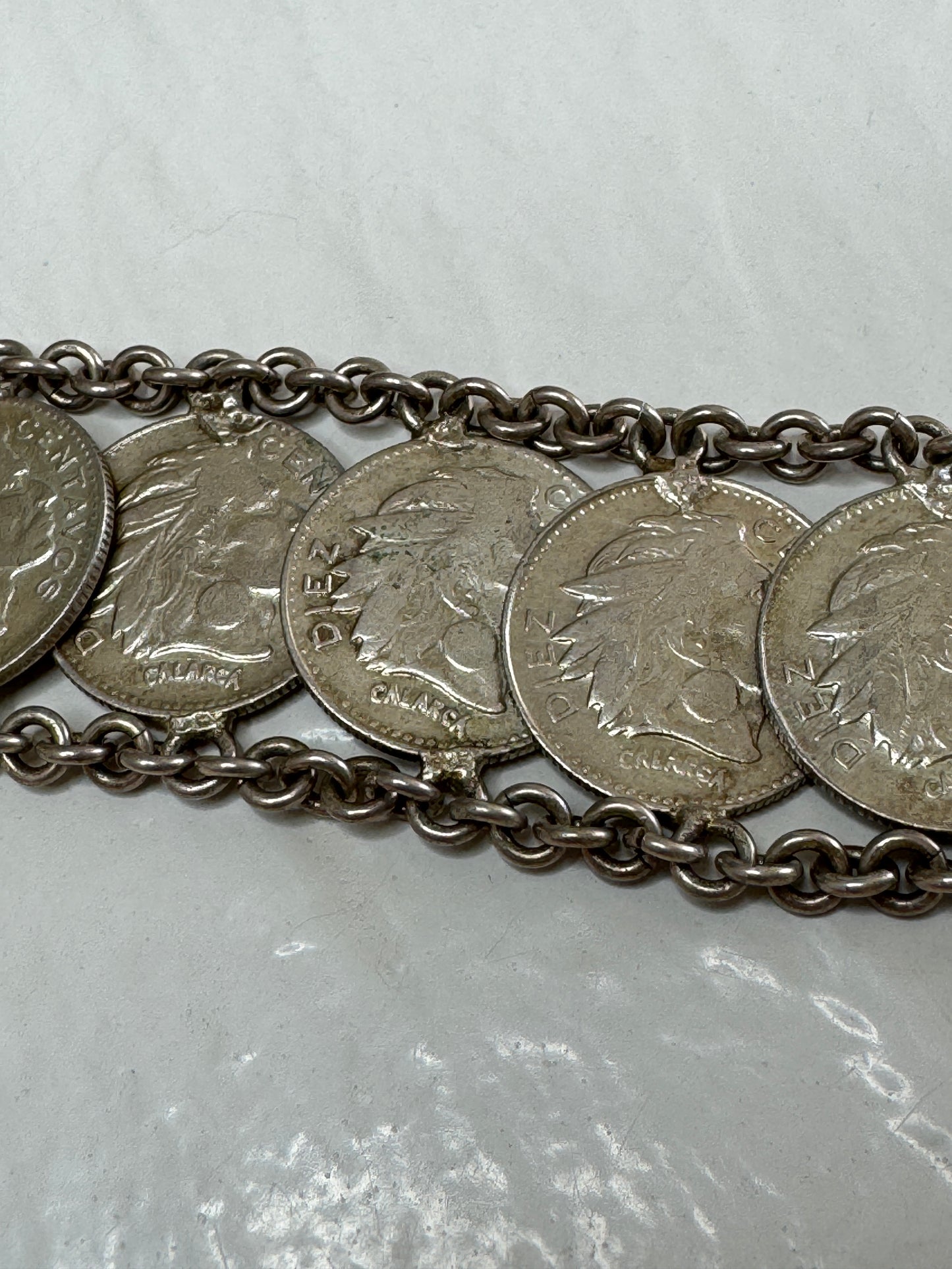 Estate Vintage Colombian Peso Silver Coin Bracelet .900 Silver Historical Currency Collectible Jewelry