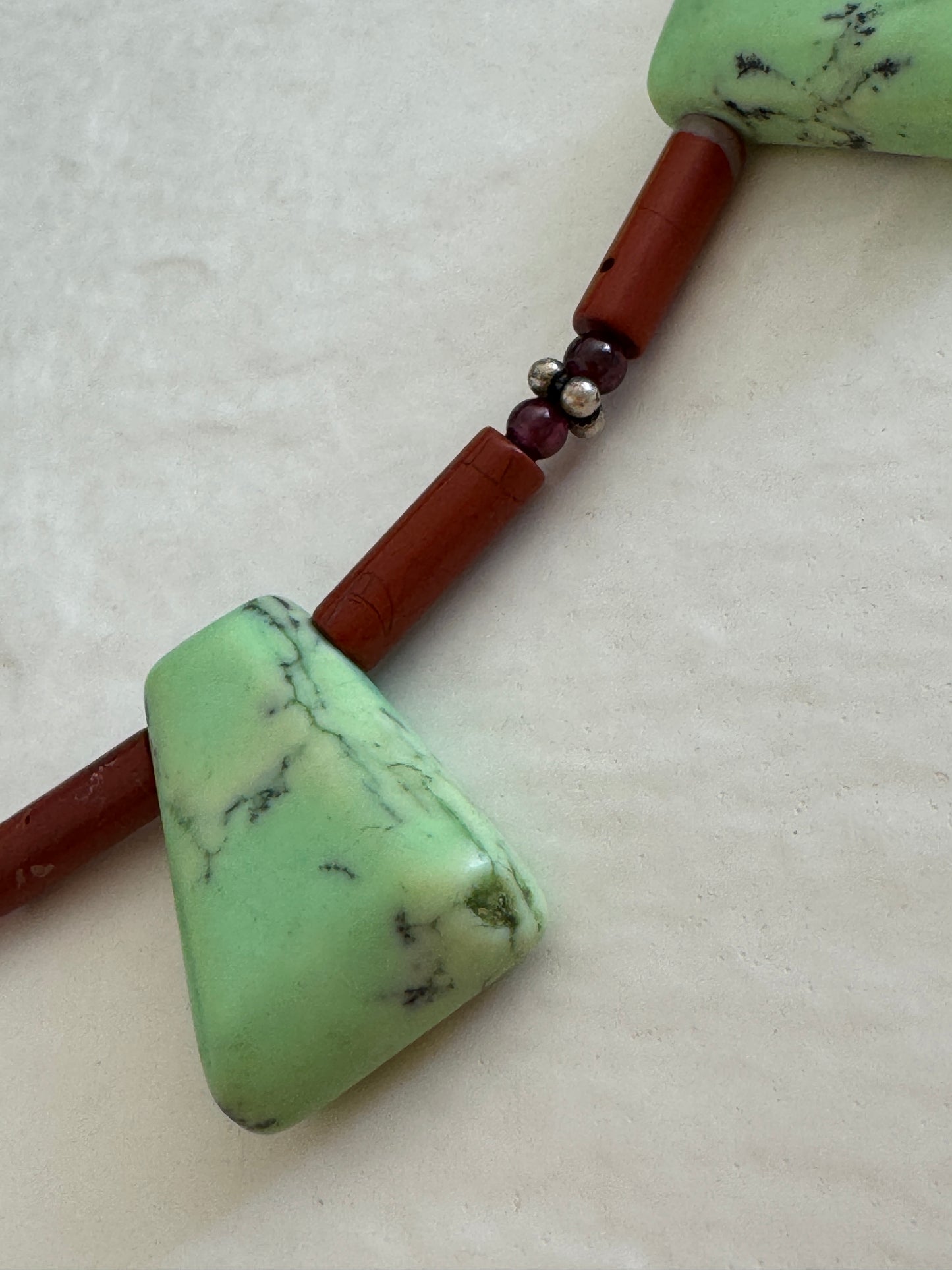 Vintage green aventurine garnet agate sterling silver beaded necklace with black matrix patterns and S-hook clasp from 1970s-80s
Shopify Tags:
vintage aventurine necklace, green aventurine jewelry, garnet necklace, vintage gemstone necklace, sterling silver necklace, 1970s jewelry, 1980s jewelry, bohemian necklace, New Age jewelry, metaphysical jewelry, crystal healing jewelry, vintage boho necklace, estate jewelry, vintage beaded necklace, aventurine garnet necklace, vintage stone necklace, hippie jewelry,