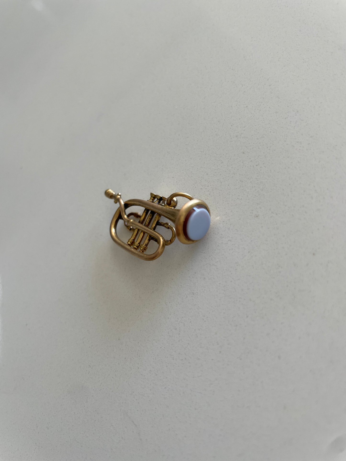 Bloodstone and 14k Trombone Charm